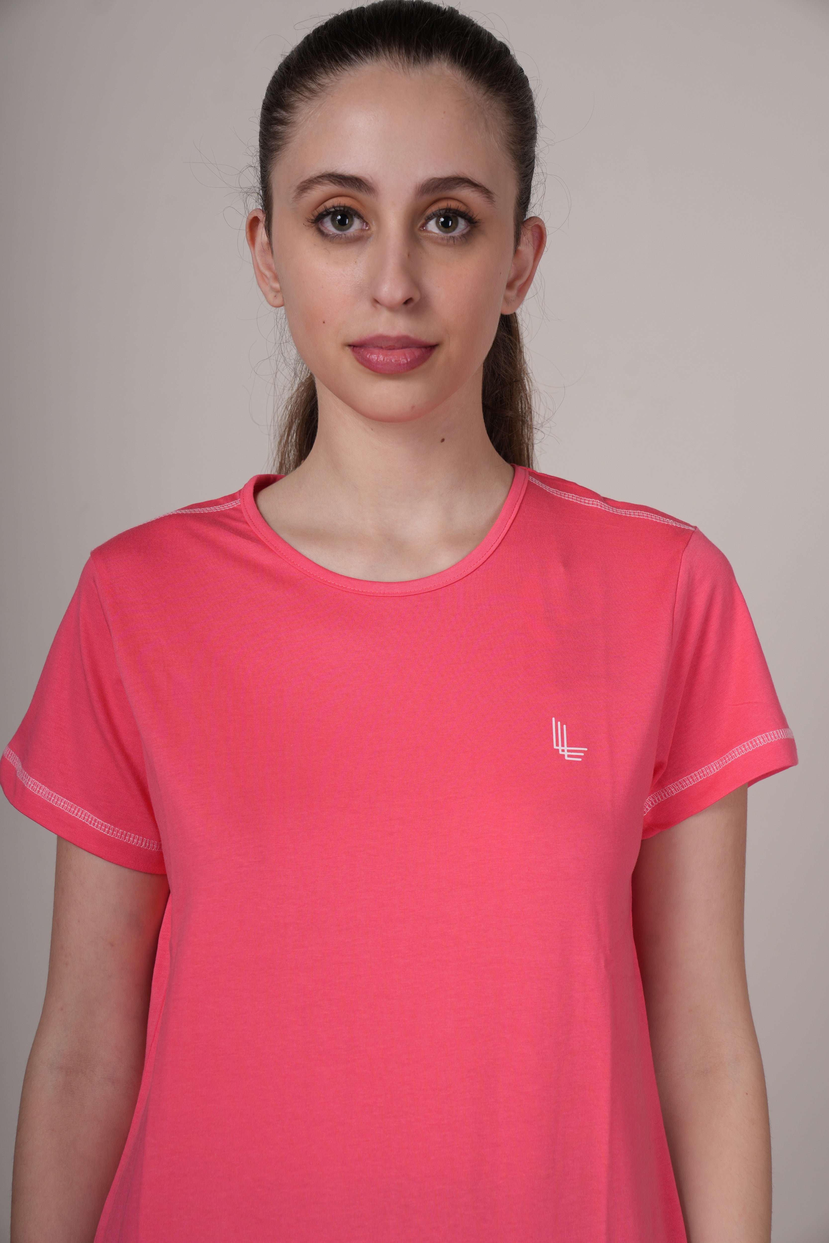 Womens Coral Cotton Regular T-Shirt