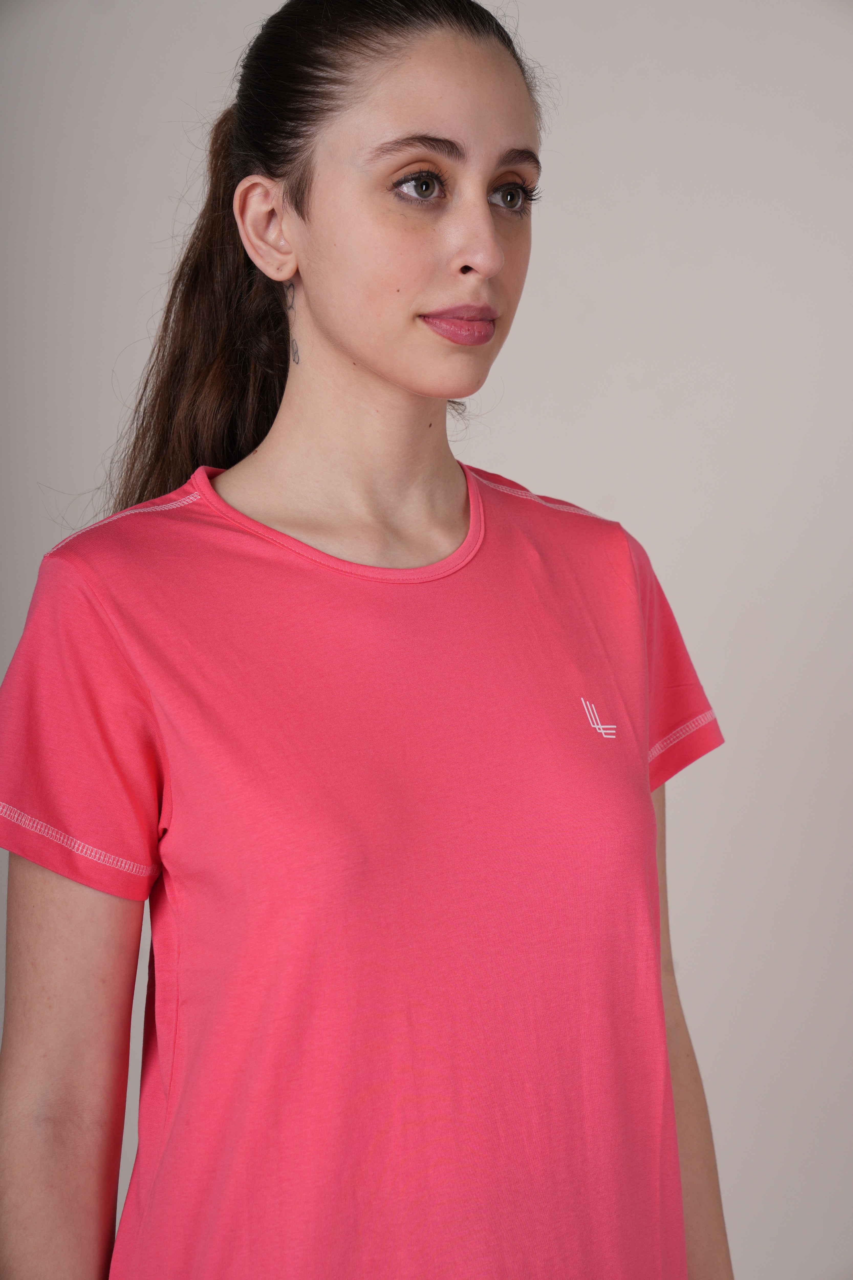 Womens Coral Cotton Regular T-Shirt