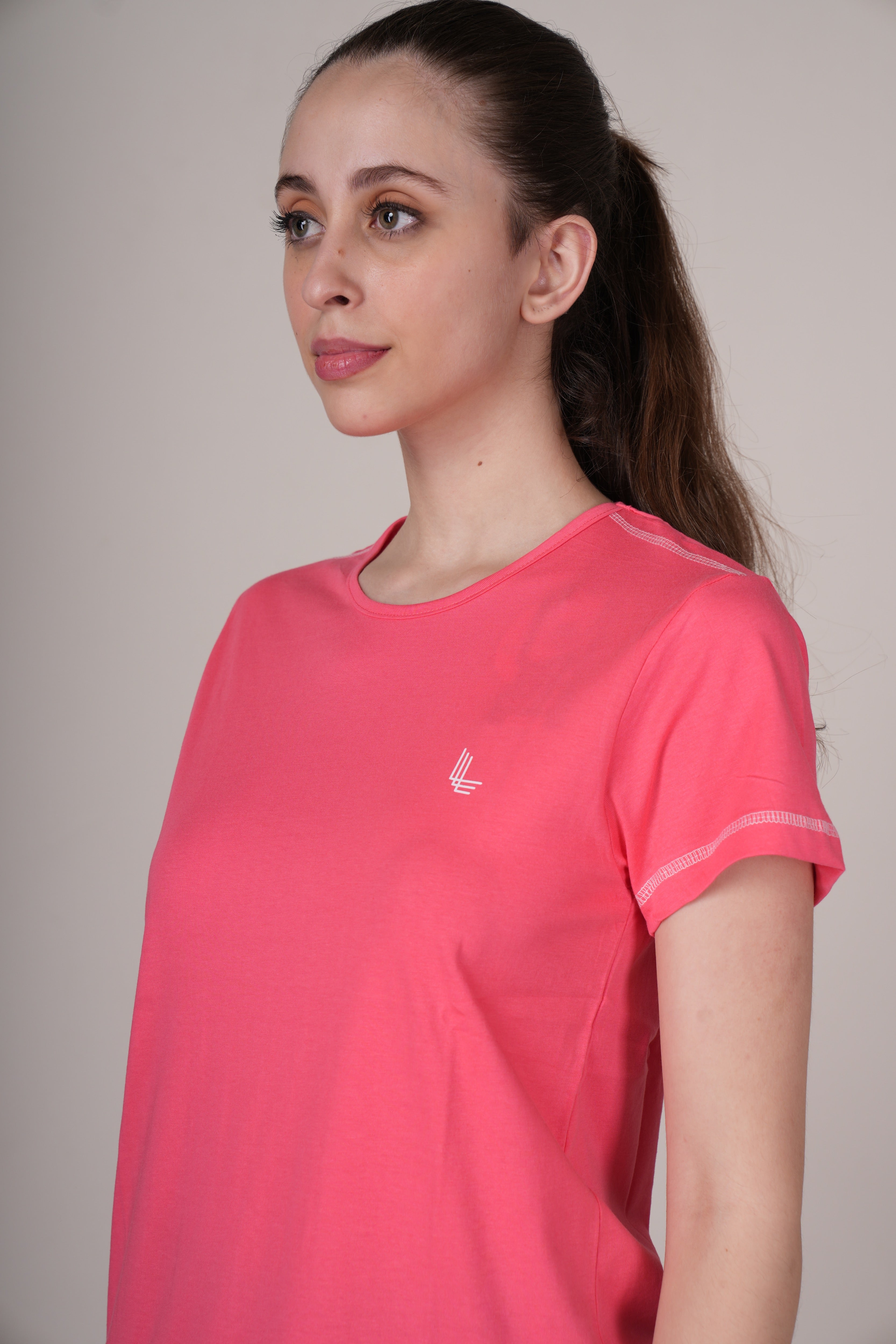 Womens Coral Cotton Regular T-Shirt