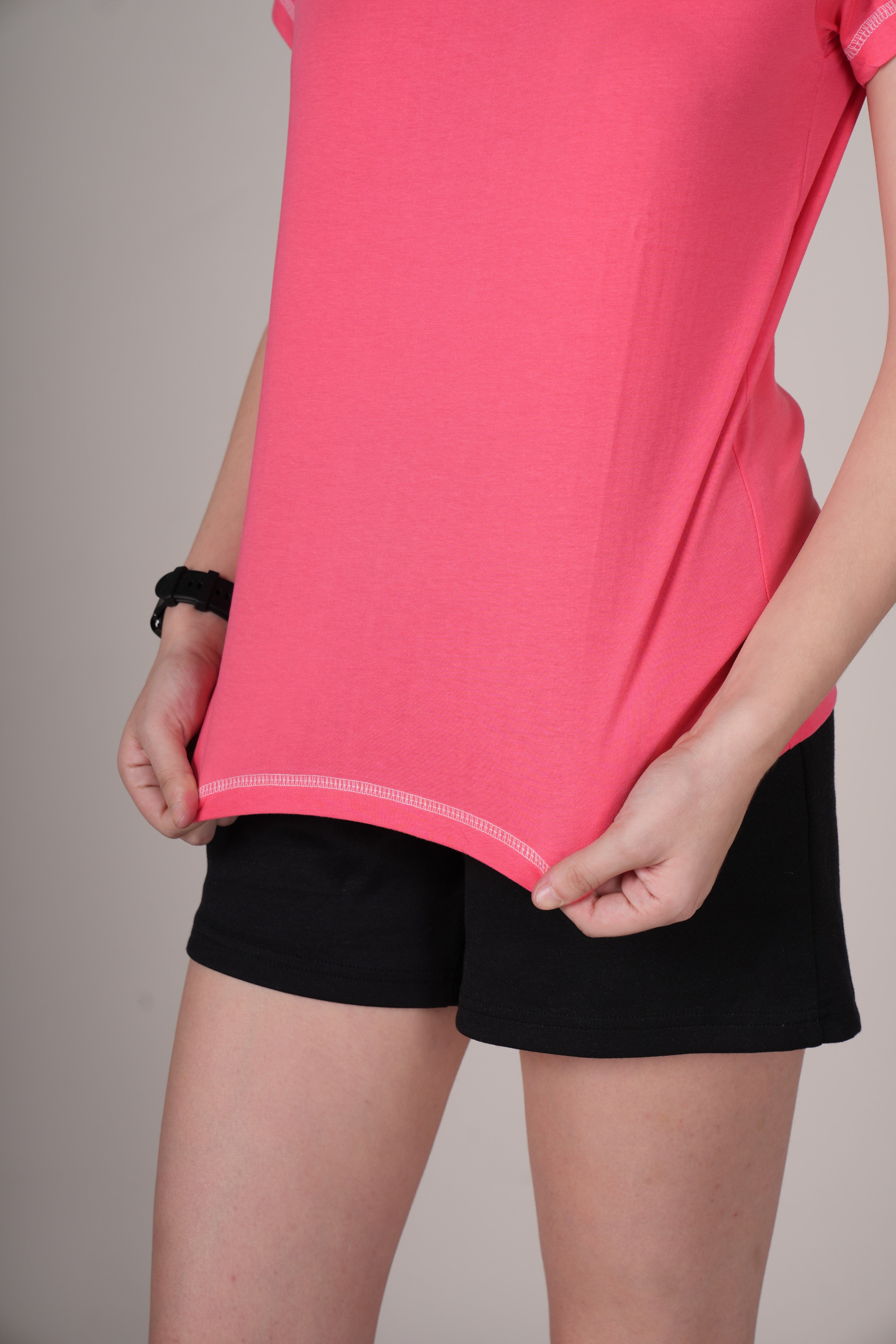 Womens Coral Cotton Regular T-Shirt