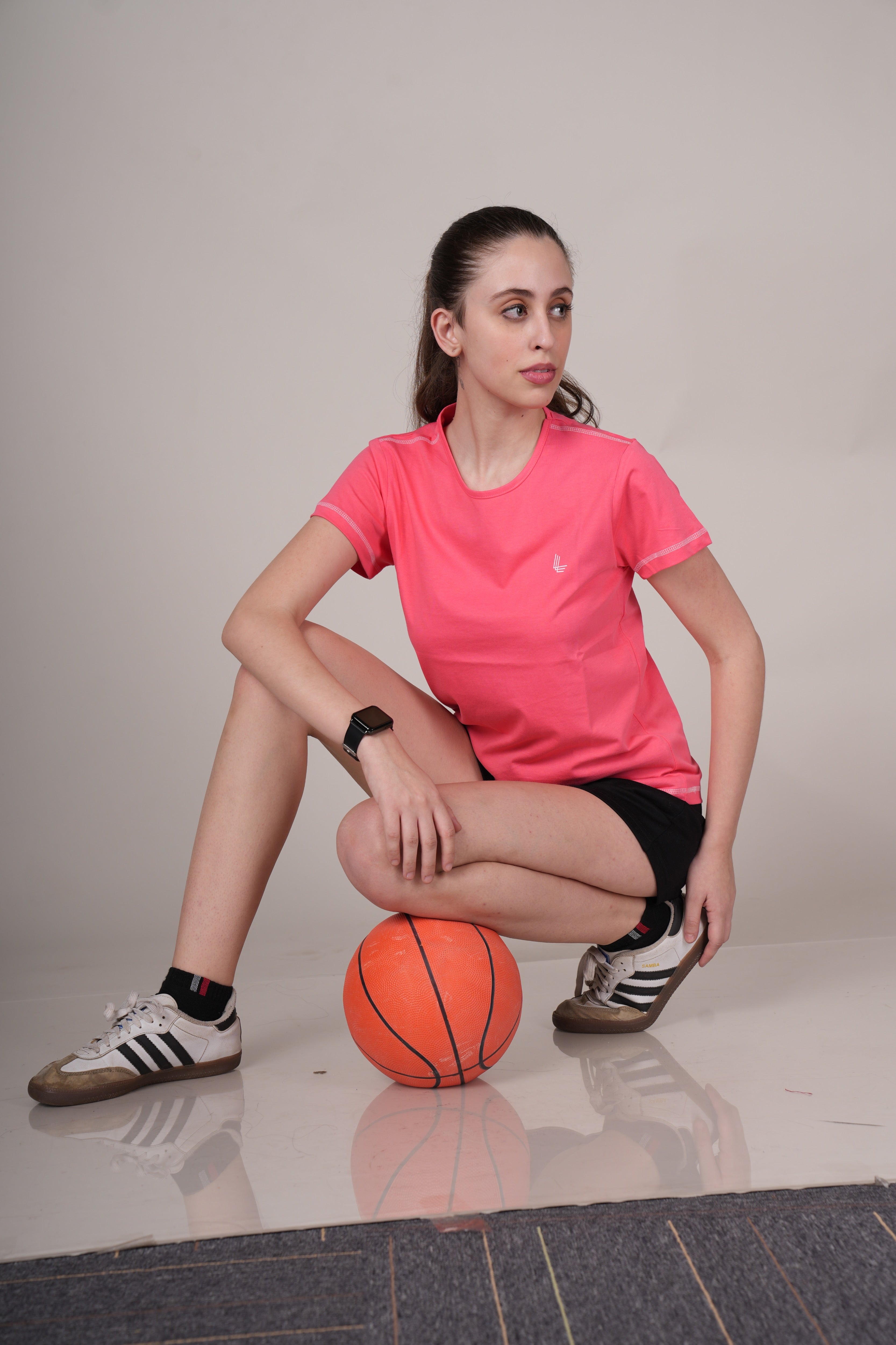 Womens Coral Cotton Regular T-Shirt