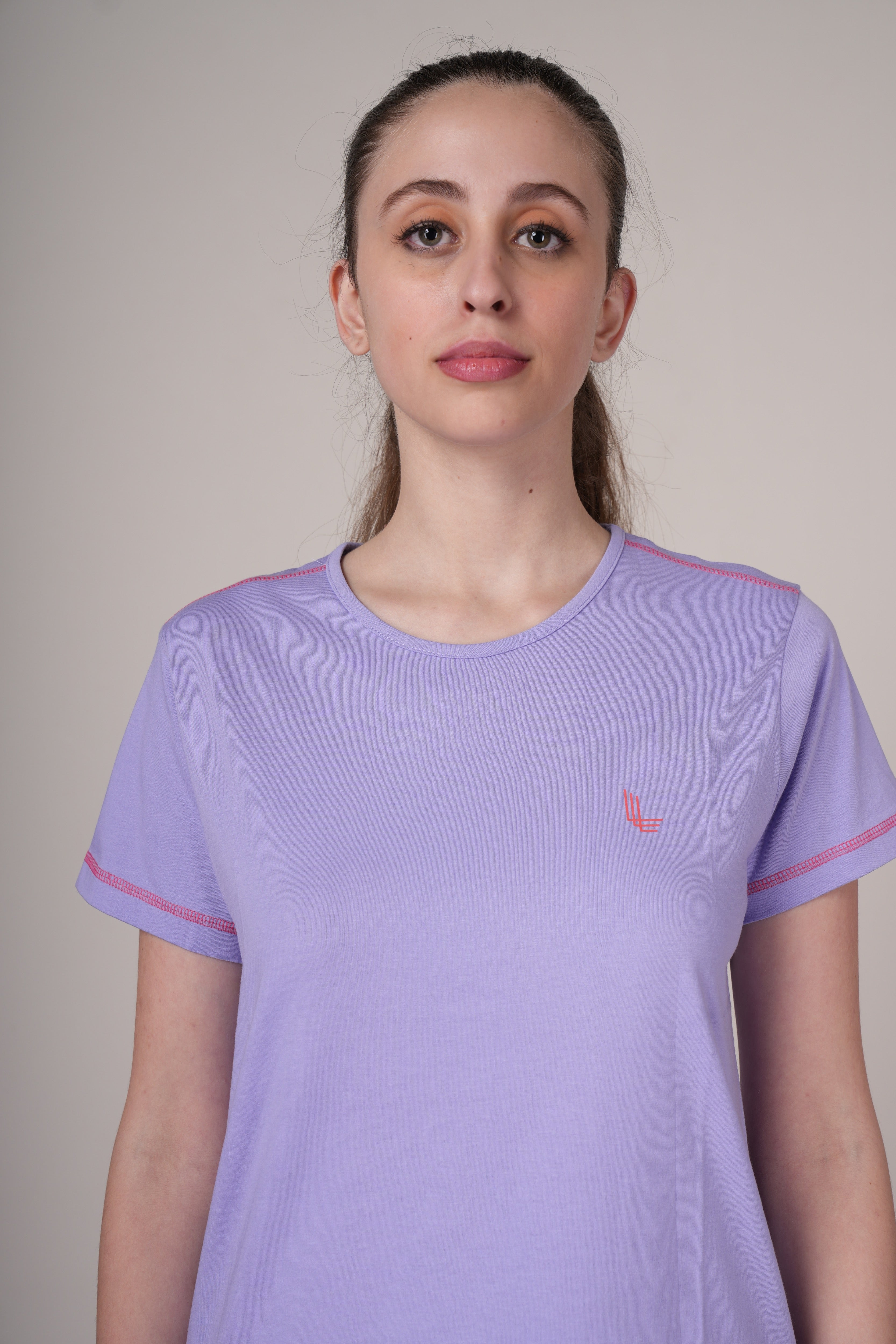 Womens Lavender Cotton Regular T-Shirt