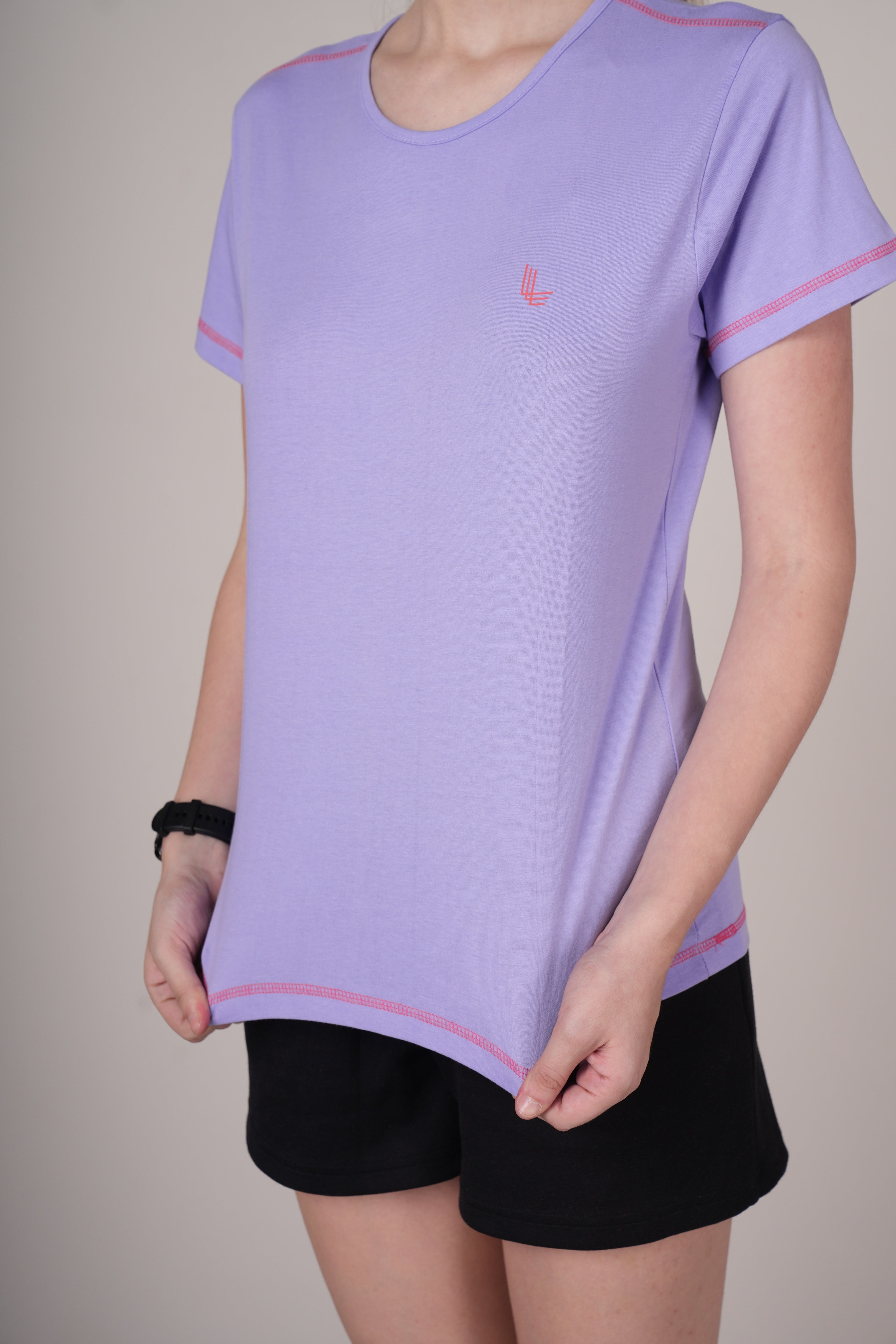 Womens Lavender Cotton Regular T-Shirt