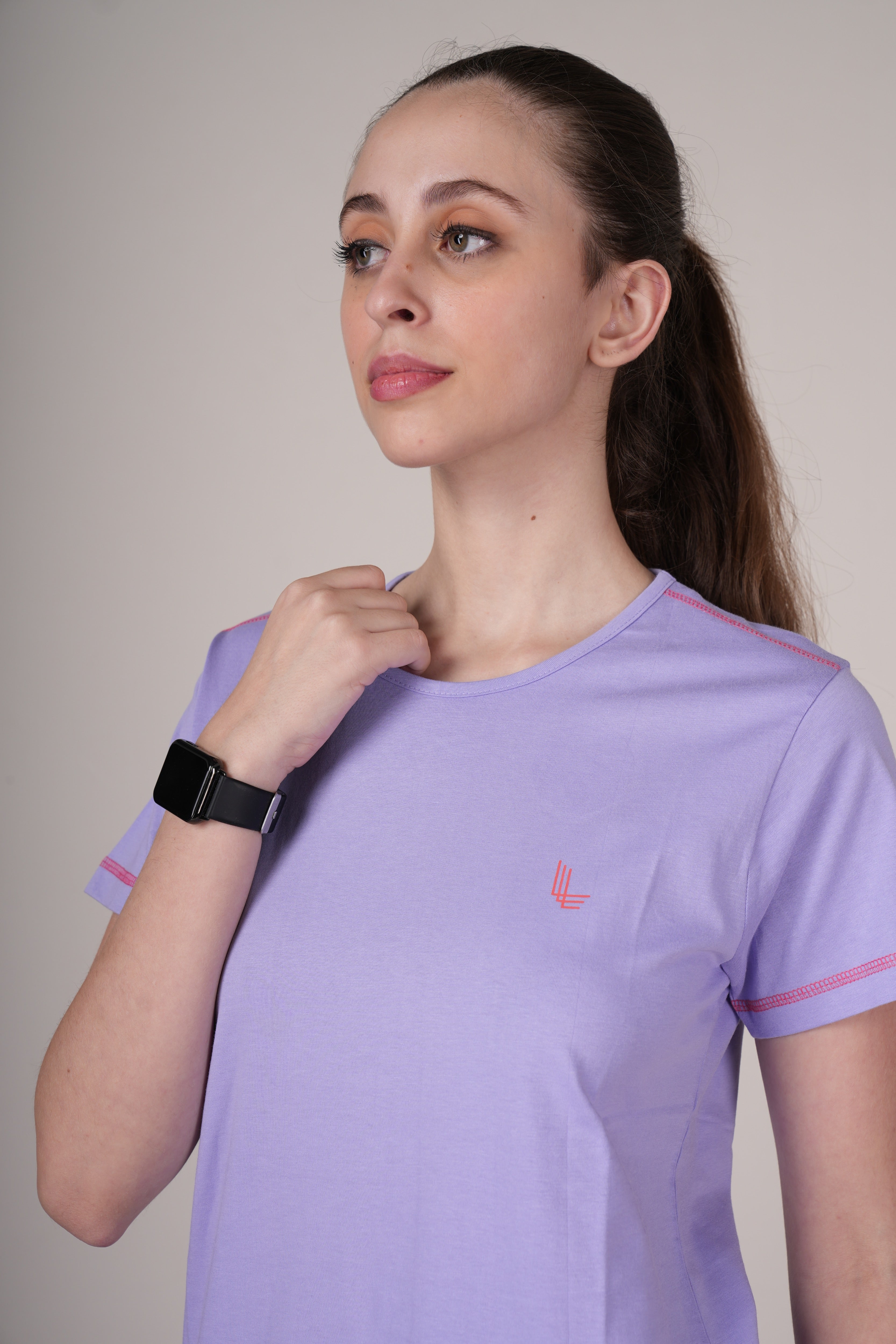 Womens Lavender Cotton Regular T-Shirt