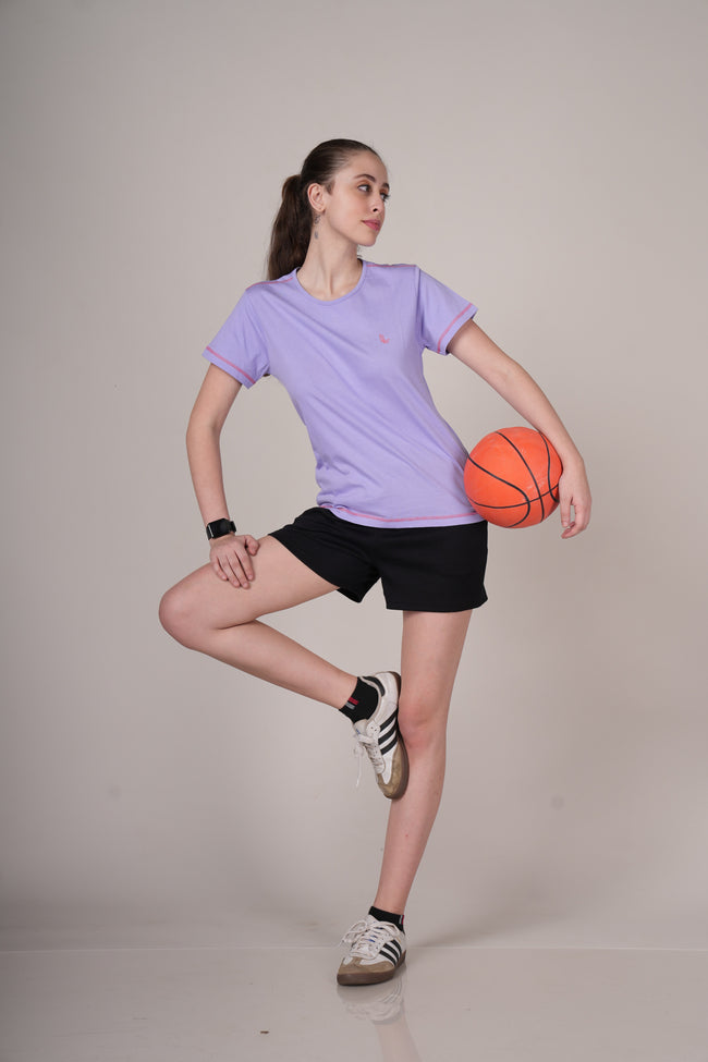Womens Lavender Cotton Regular T-Shirt