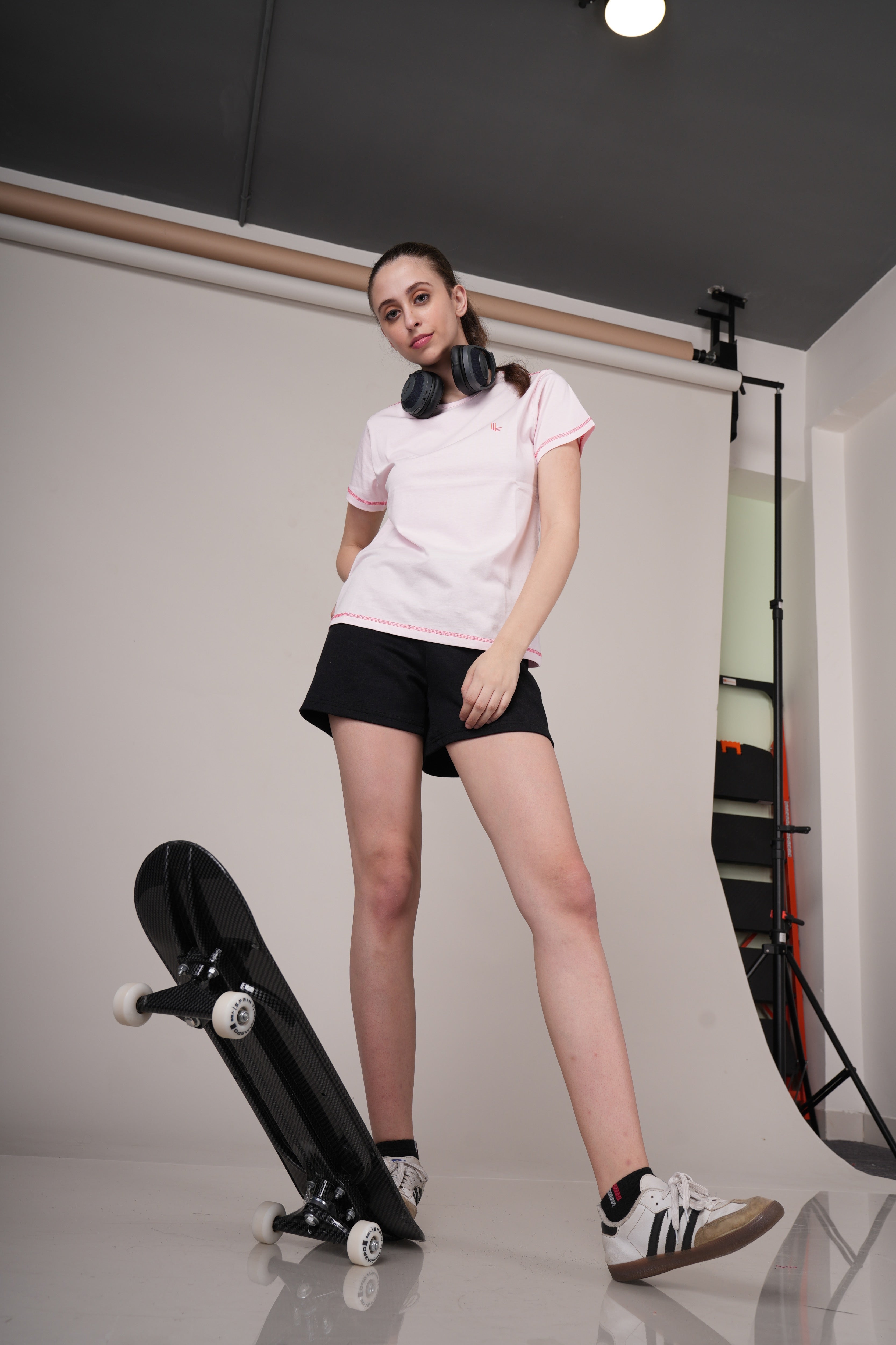 Womens Pink Cotton Regular T-Shirt