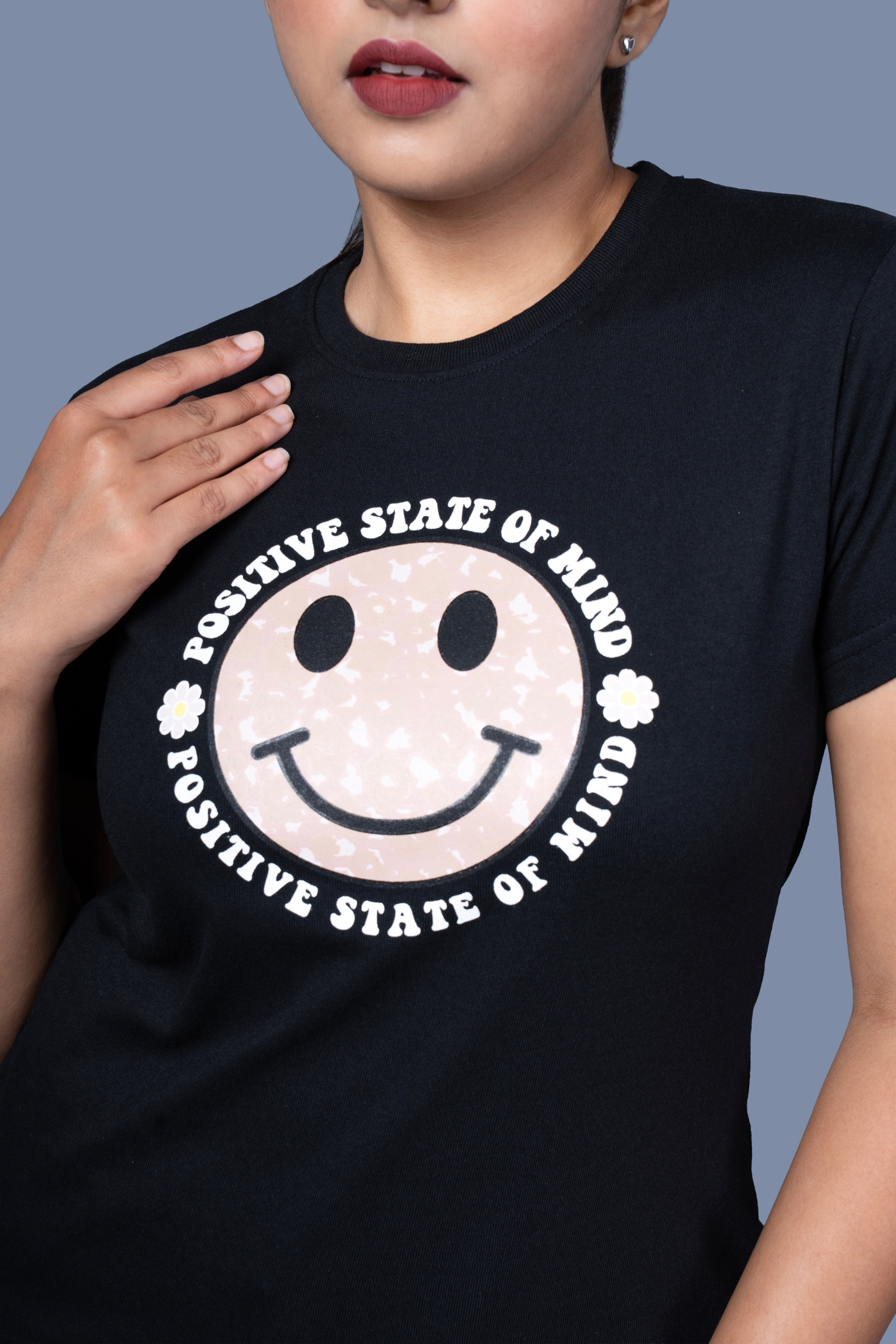 Women Black Printed Cotton Regular T-Shirt