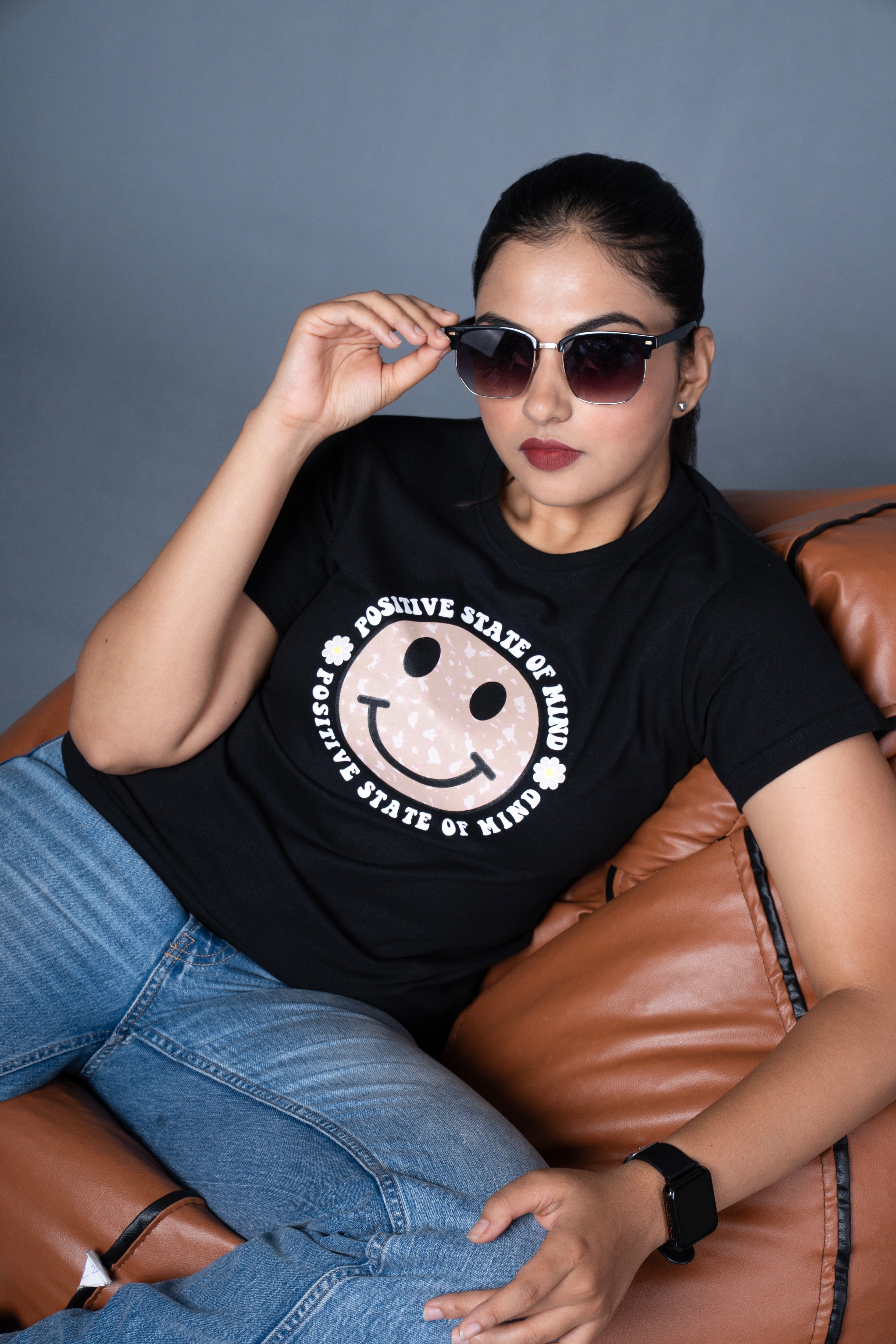 Women Black Printed Cotton Regular T-Shirt