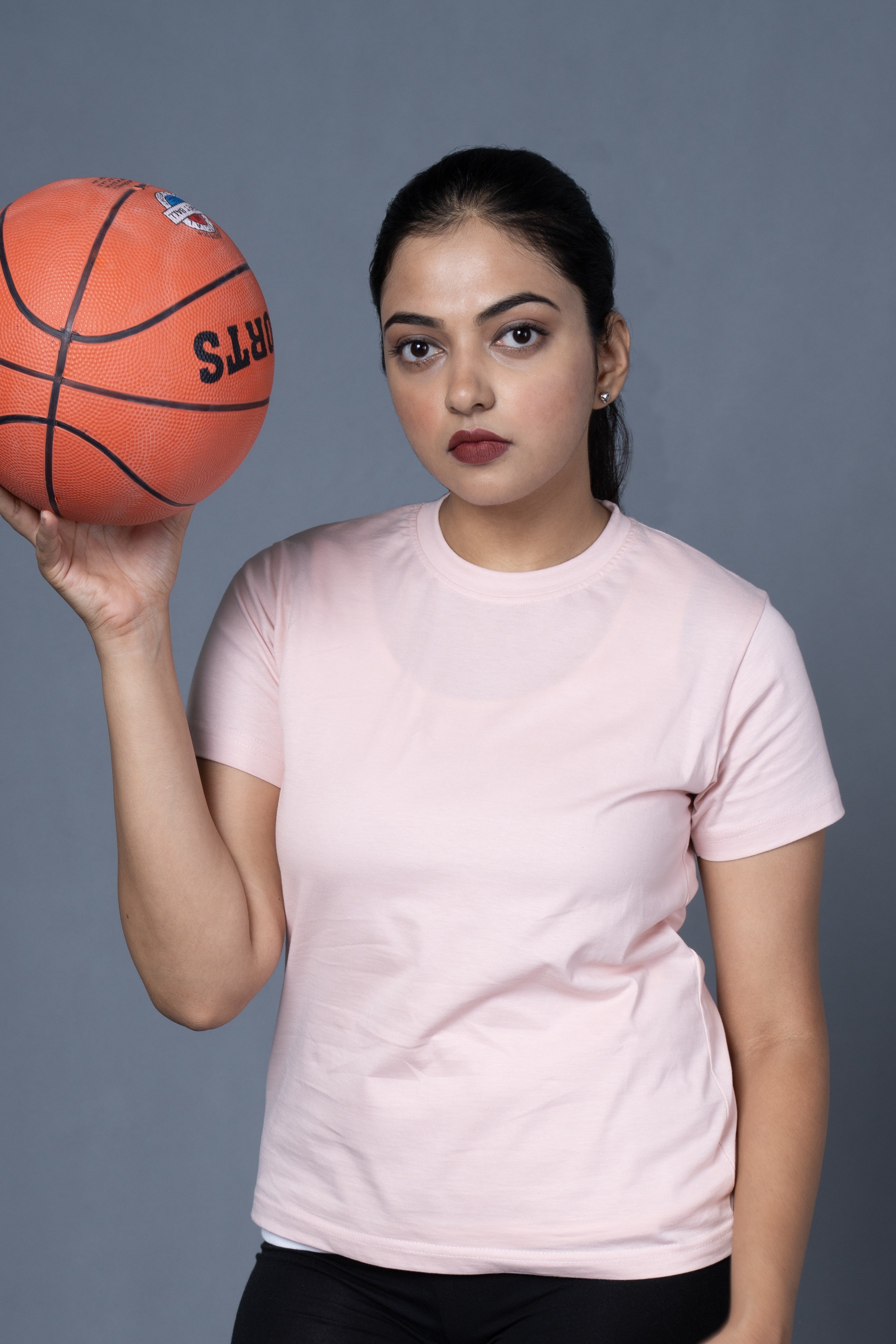 Women  Round Neck Pink Tshirt