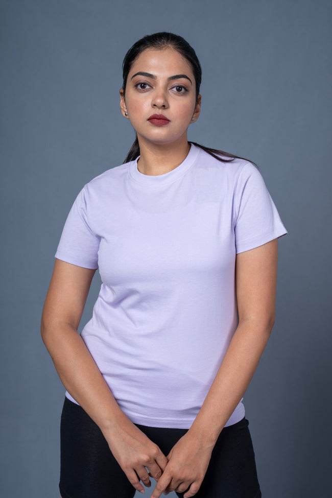 Women Lavender Cotton Regular T-Shirt