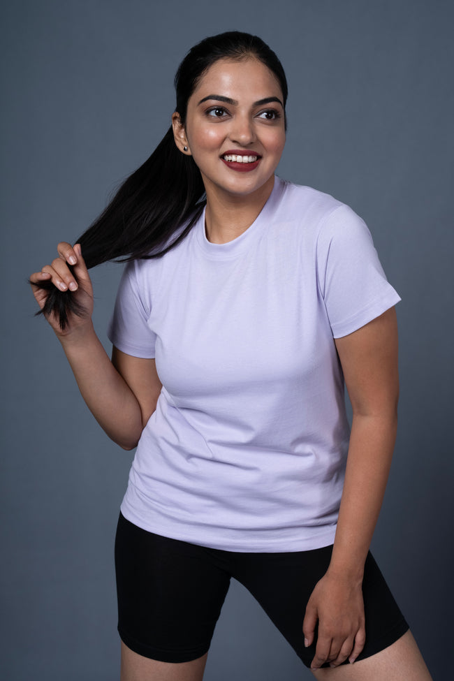 Women Lavender Cotton Regular T-Shirt