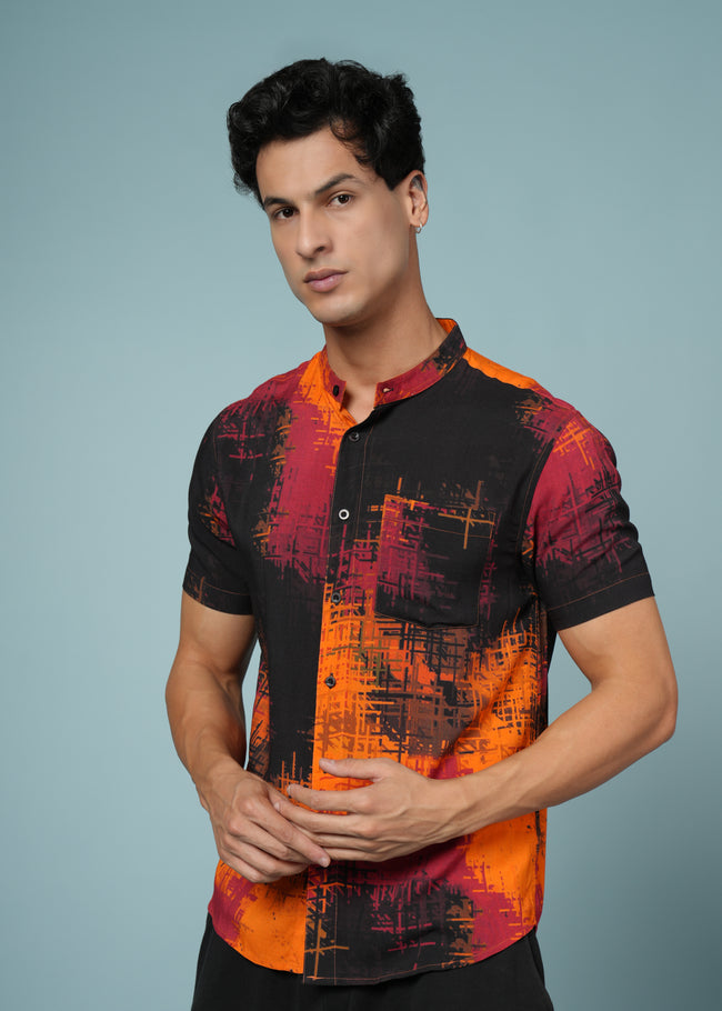 Men Printed Multi  Viscose Rayon Shirt