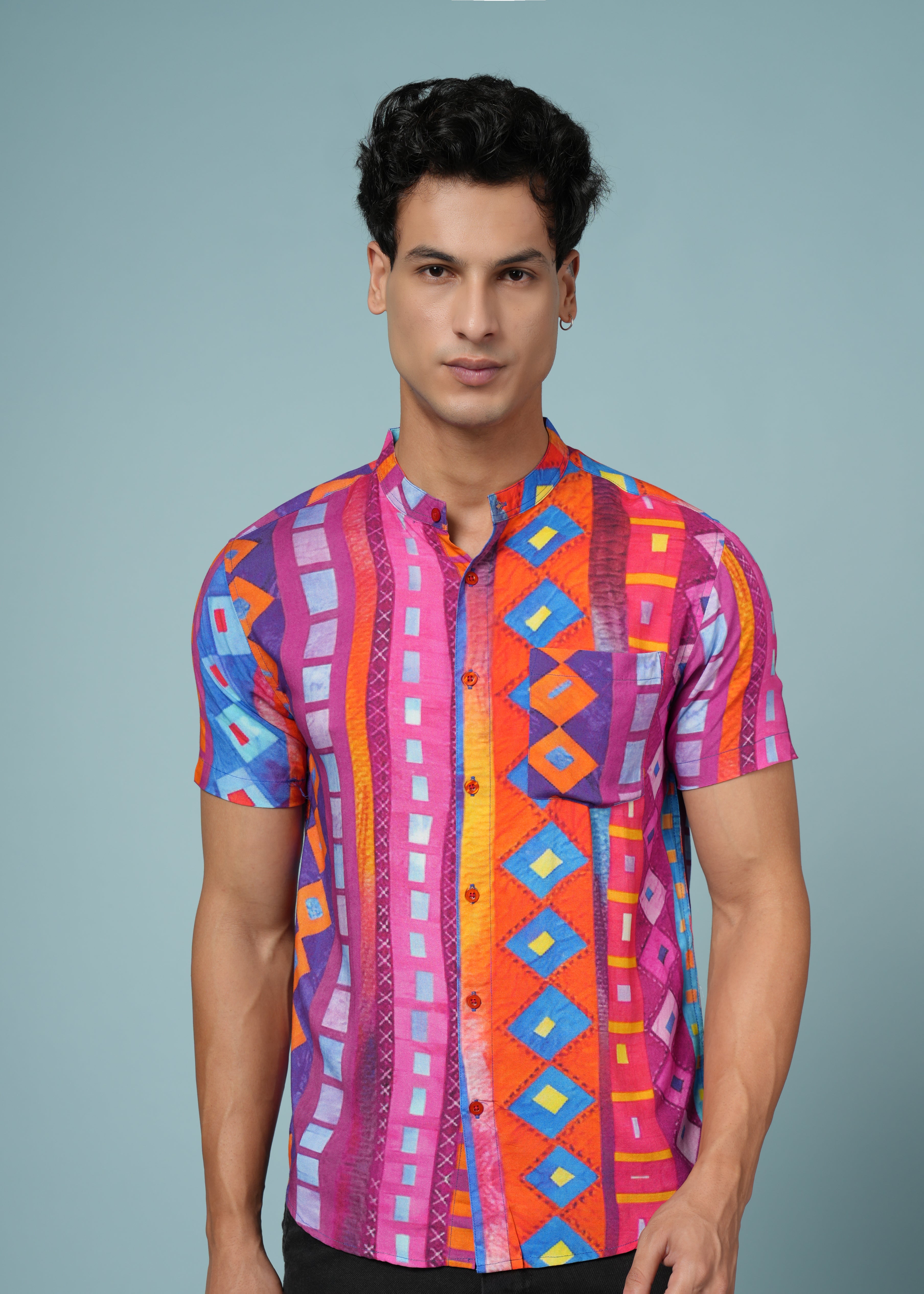 Men Printed Multi  Viscose Rayon Shirt