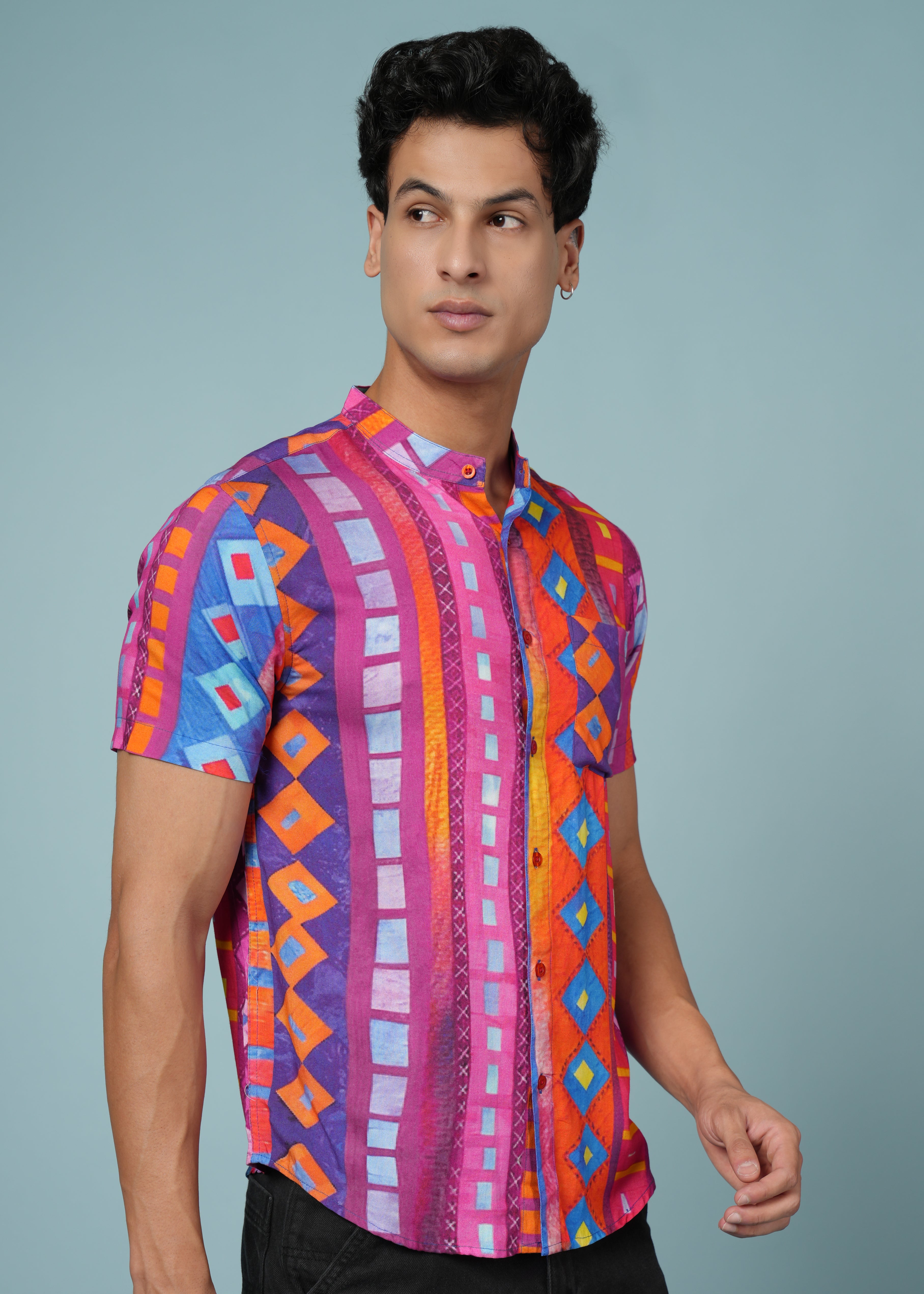 Men Printed Multi  Viscose Rayon Shirt