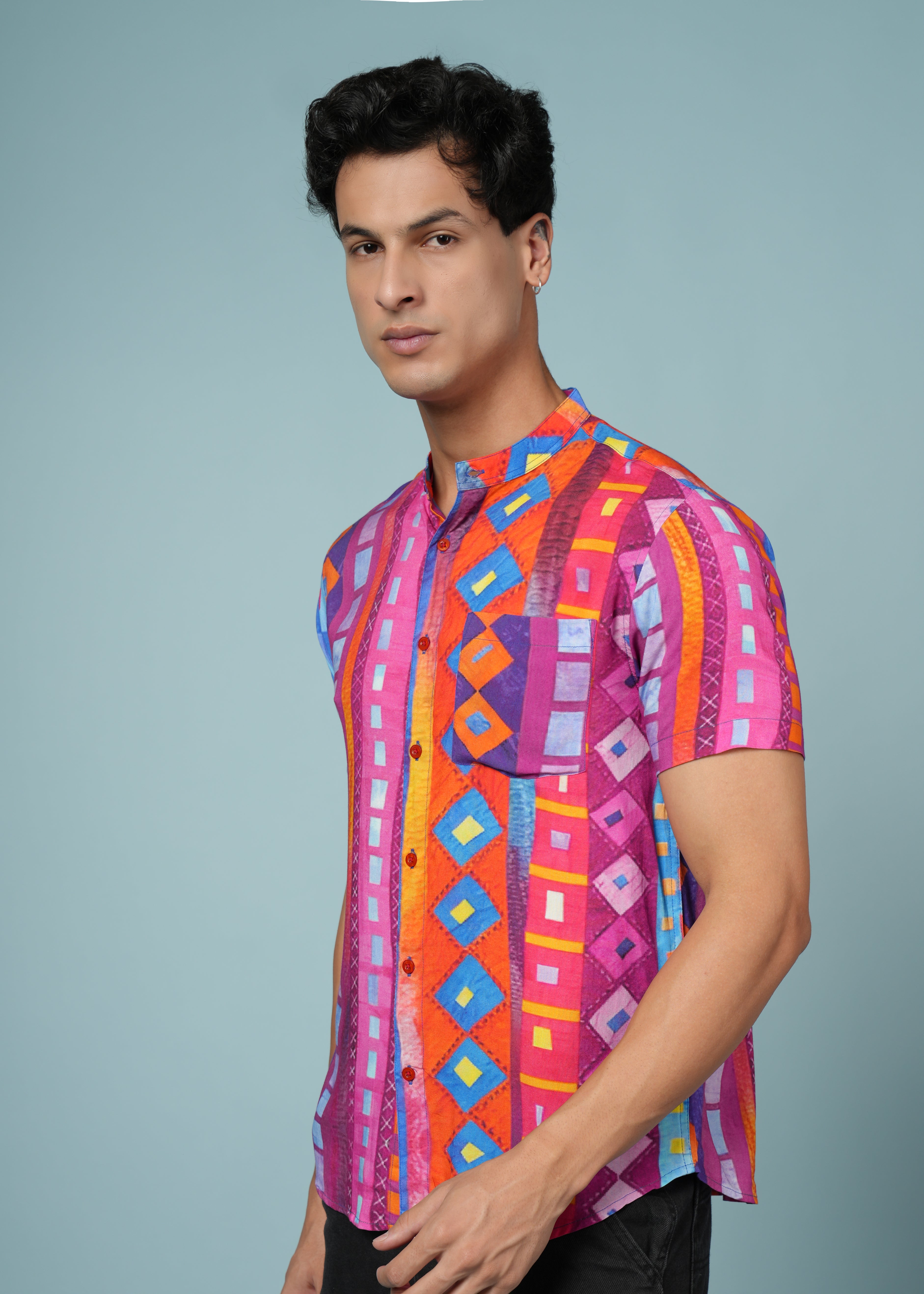 Men Printed Multi  Viscose Rayon Shirt