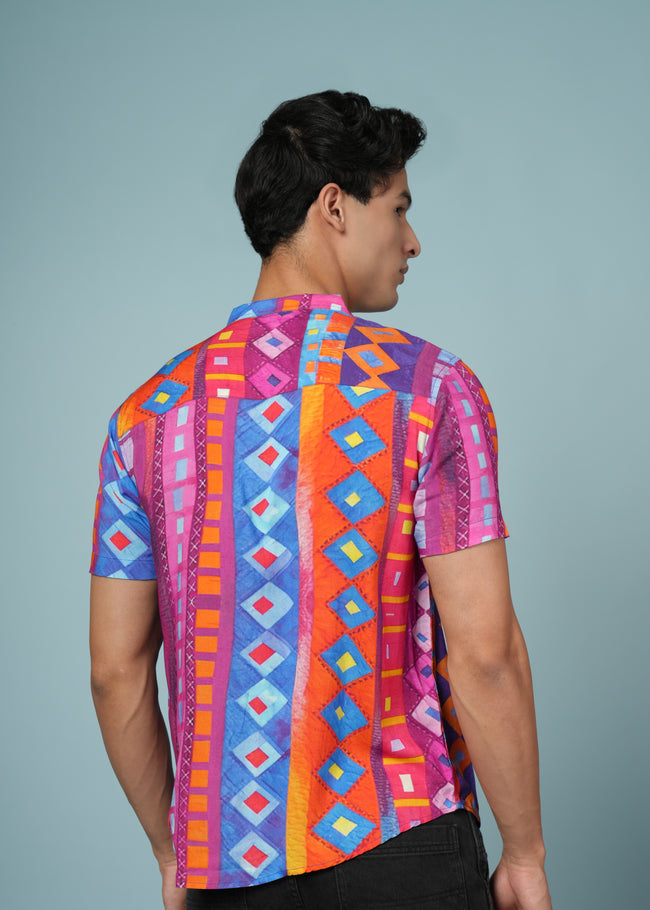 Men Printed Multi  Viscose Rayon Shirt
