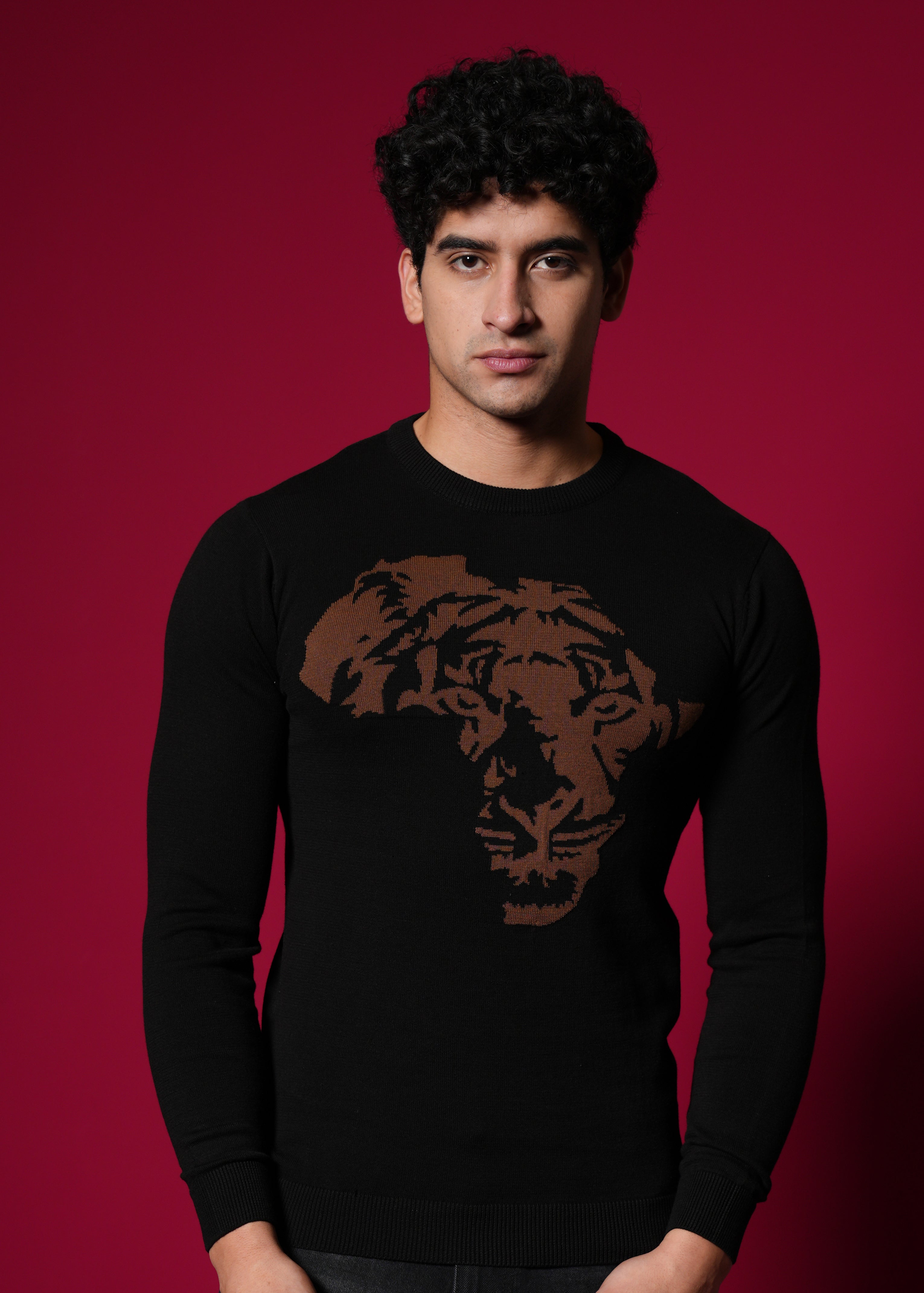 Men Black Cotton Sweatshirt
