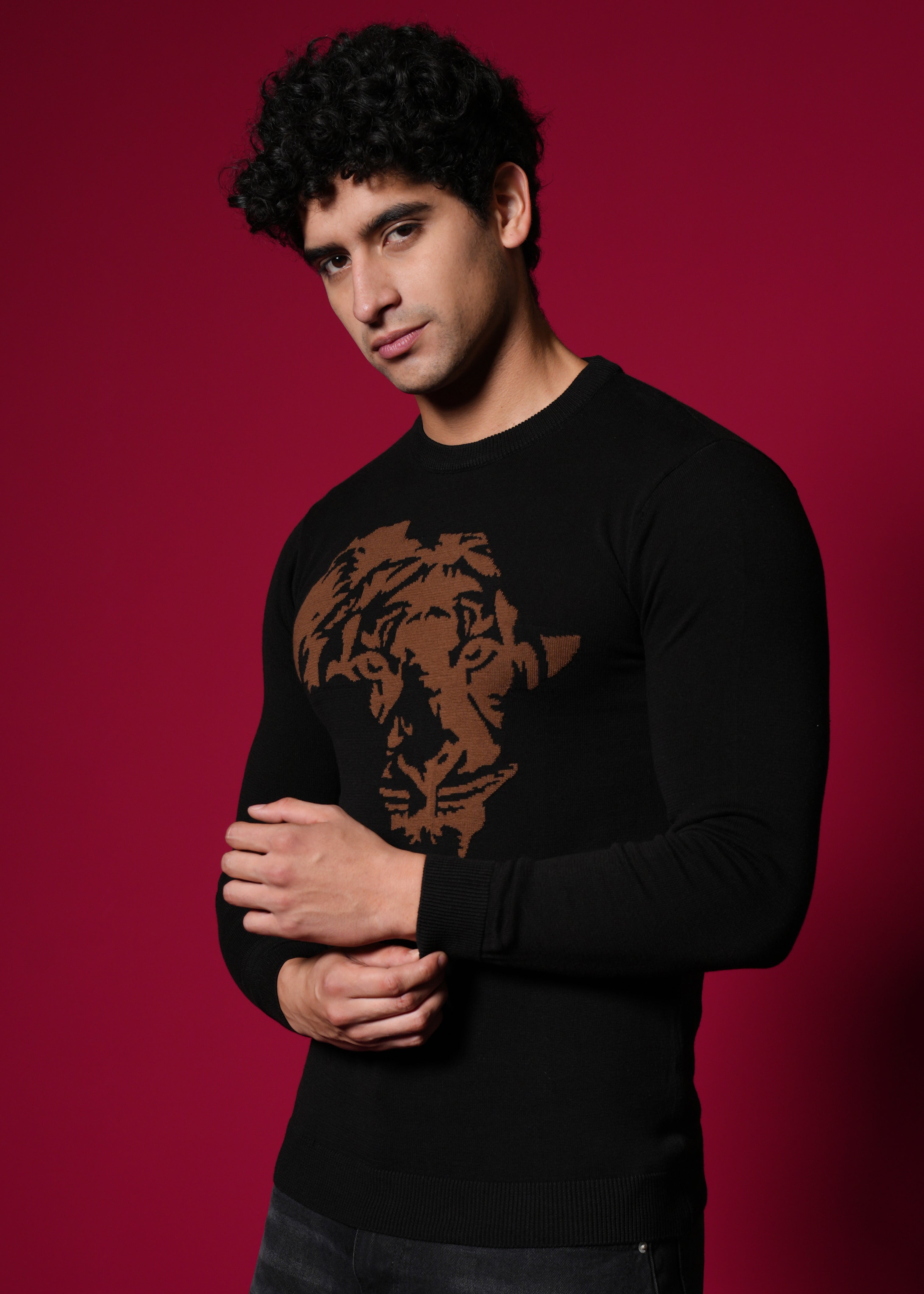 Men Black Cotton Sweatshirt