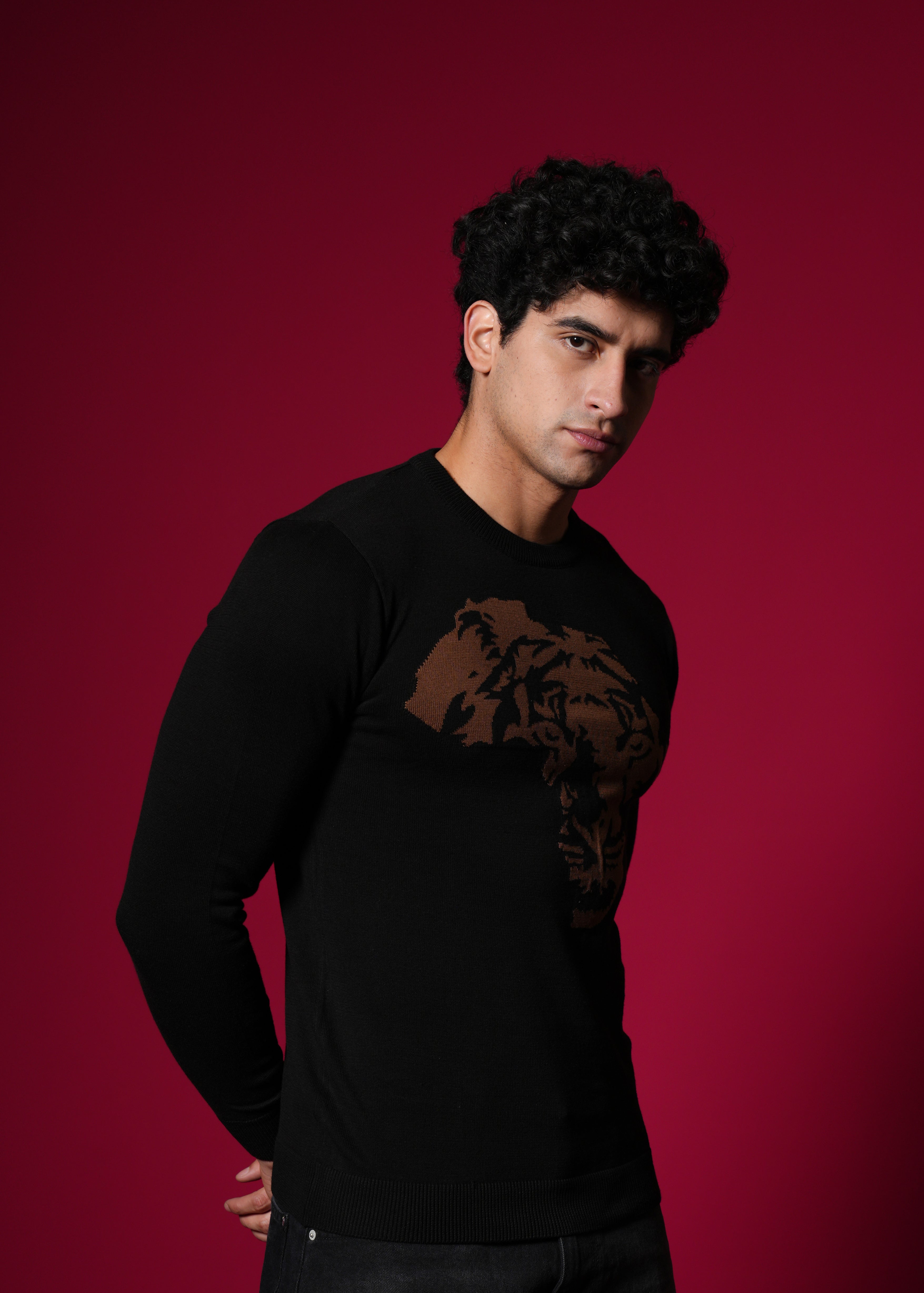 Men Black Cotton Sweatshirt