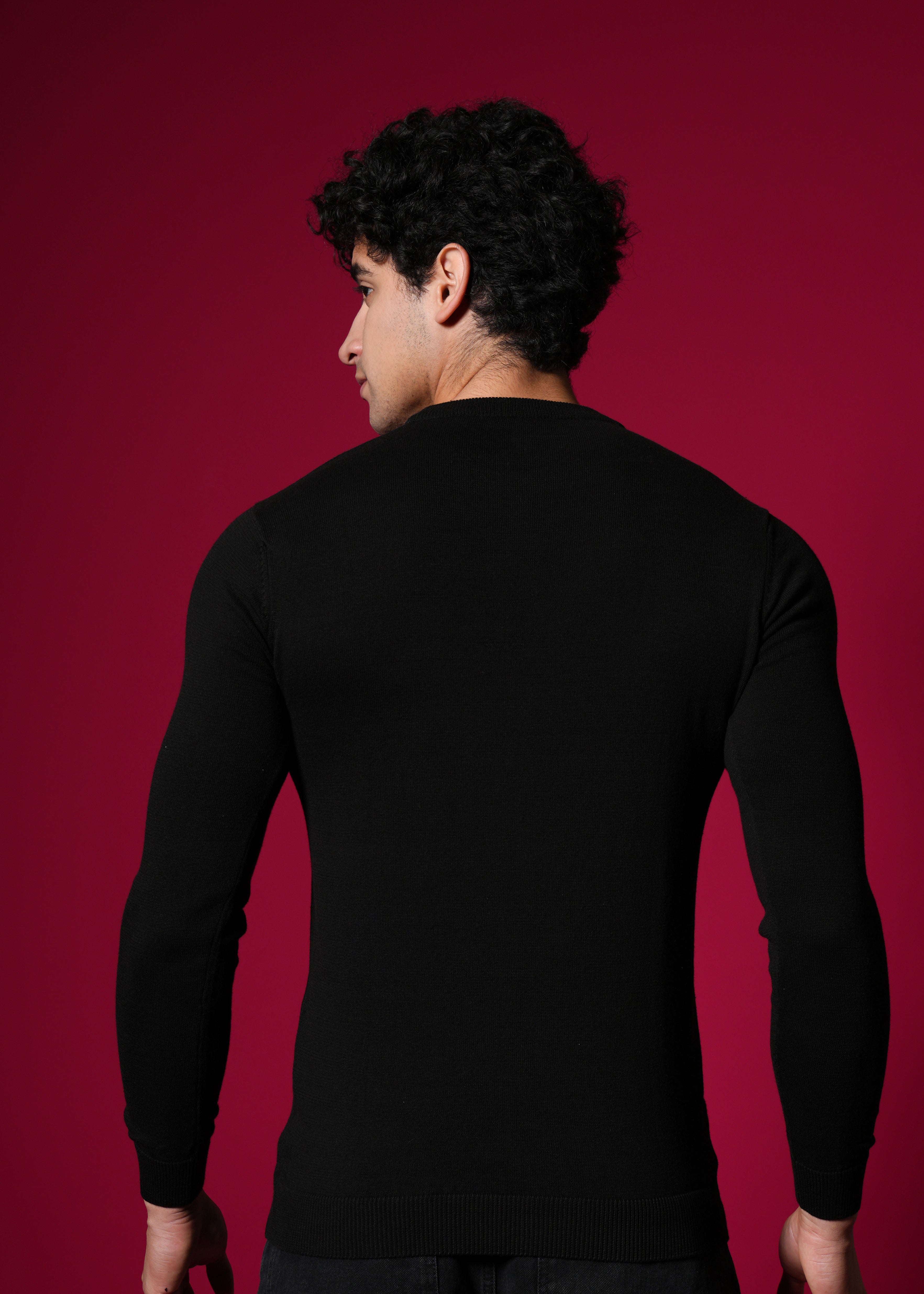 Men Black Cotton Sweatshirt