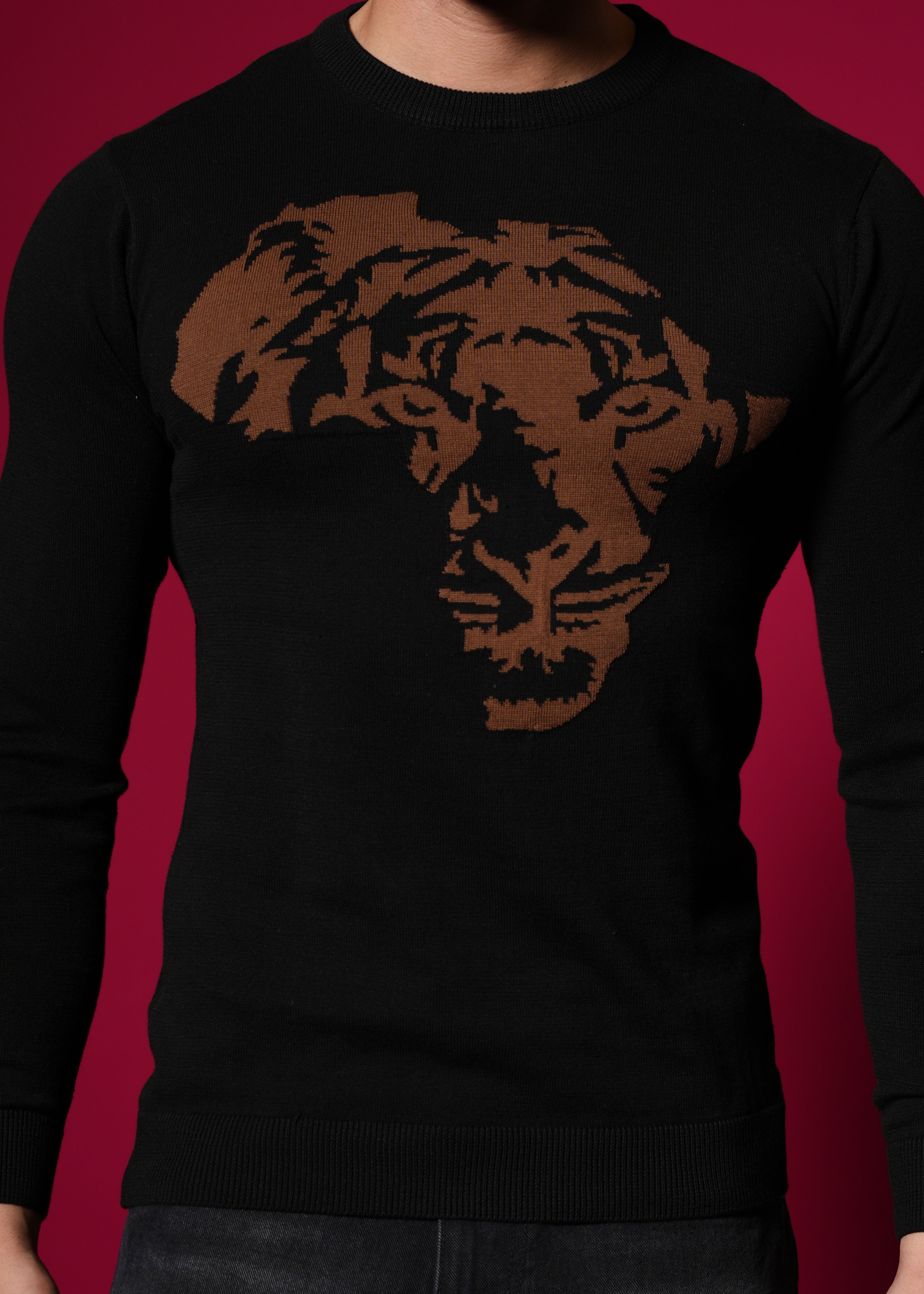 Men Black Cotton Sweatshirt