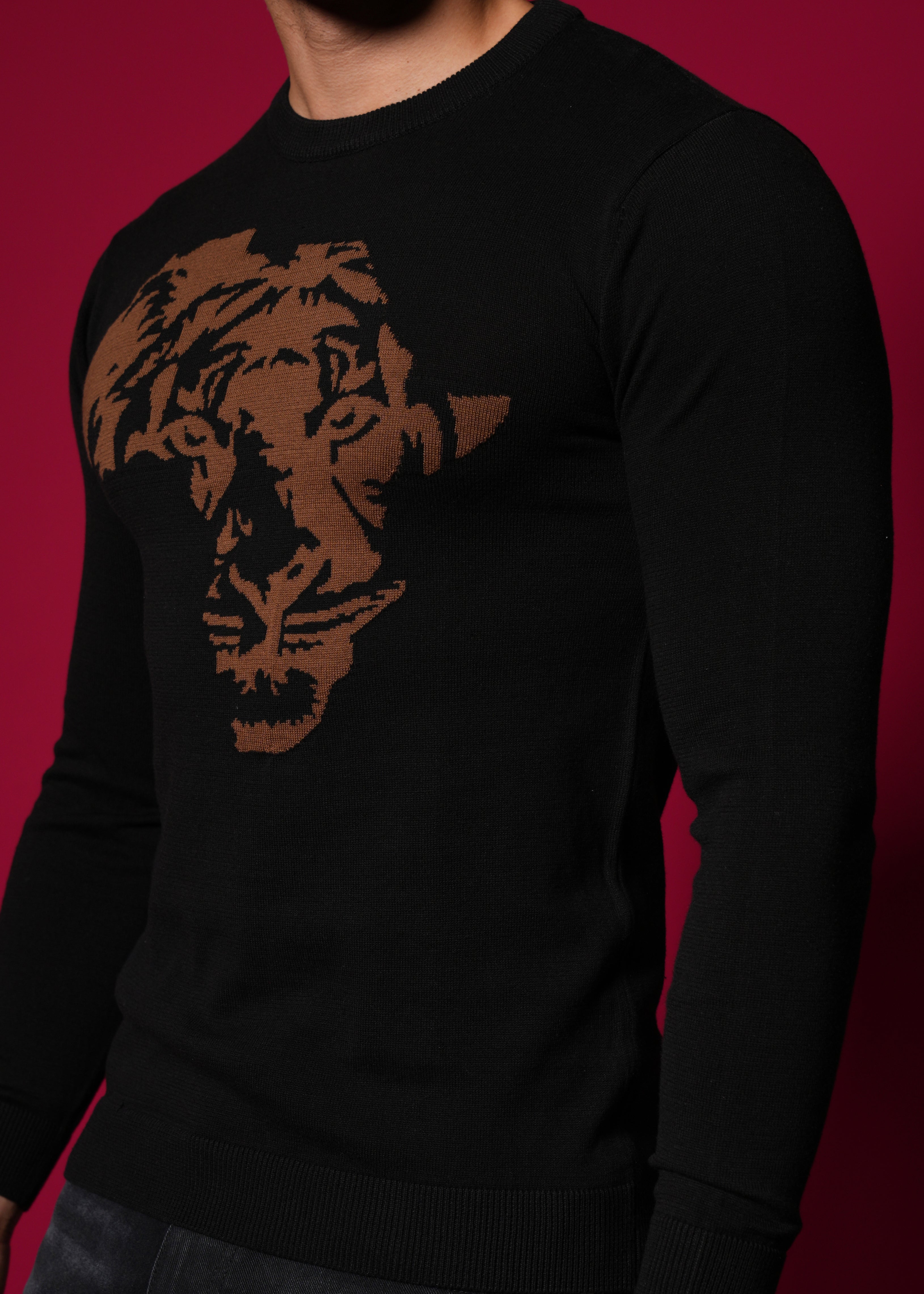 Men Black Cotton Sweatshirt