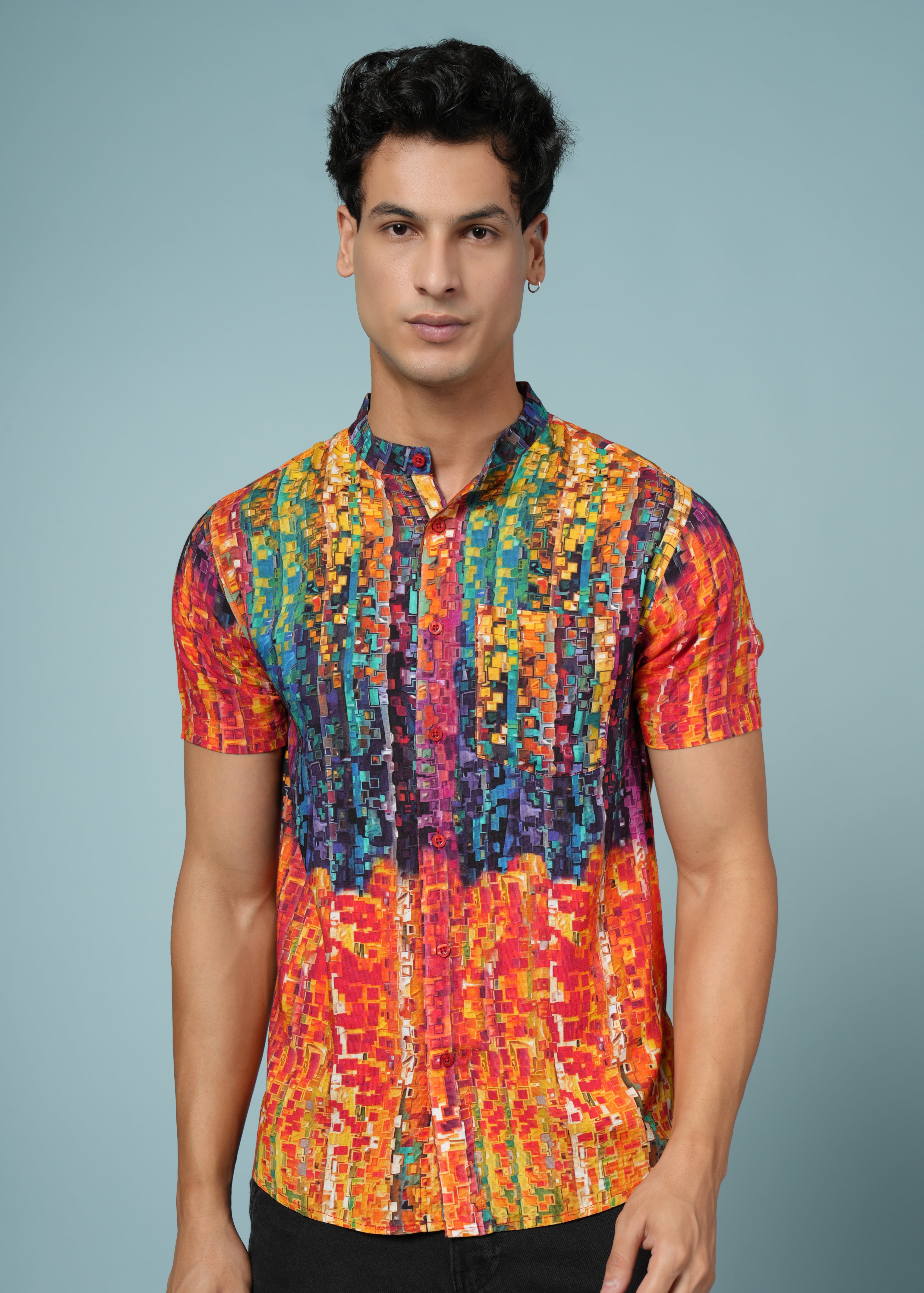Men Printed Multi  Viscose Rayon Shirt