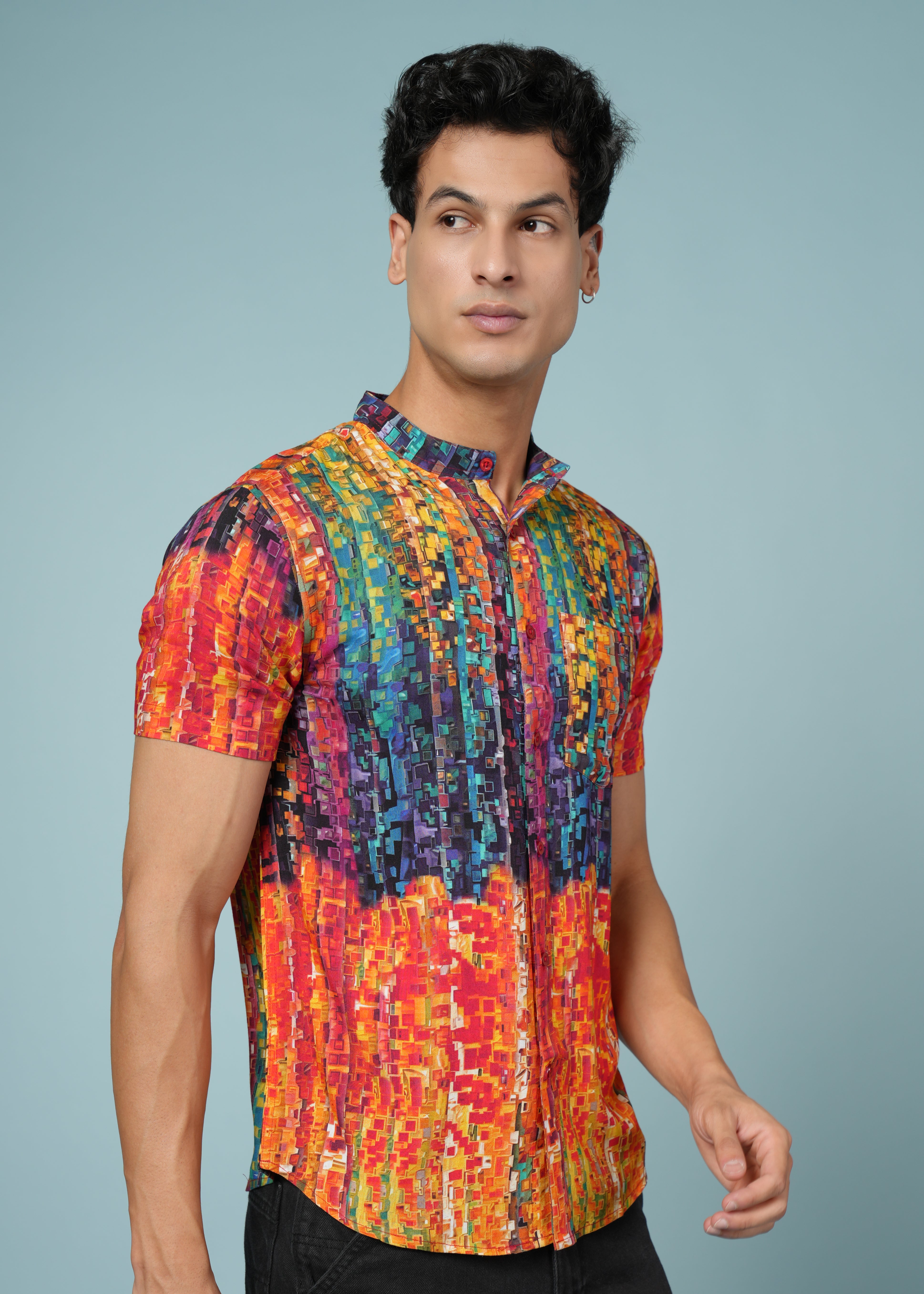 Men Printed Multi  Viscose Rayon Shirt