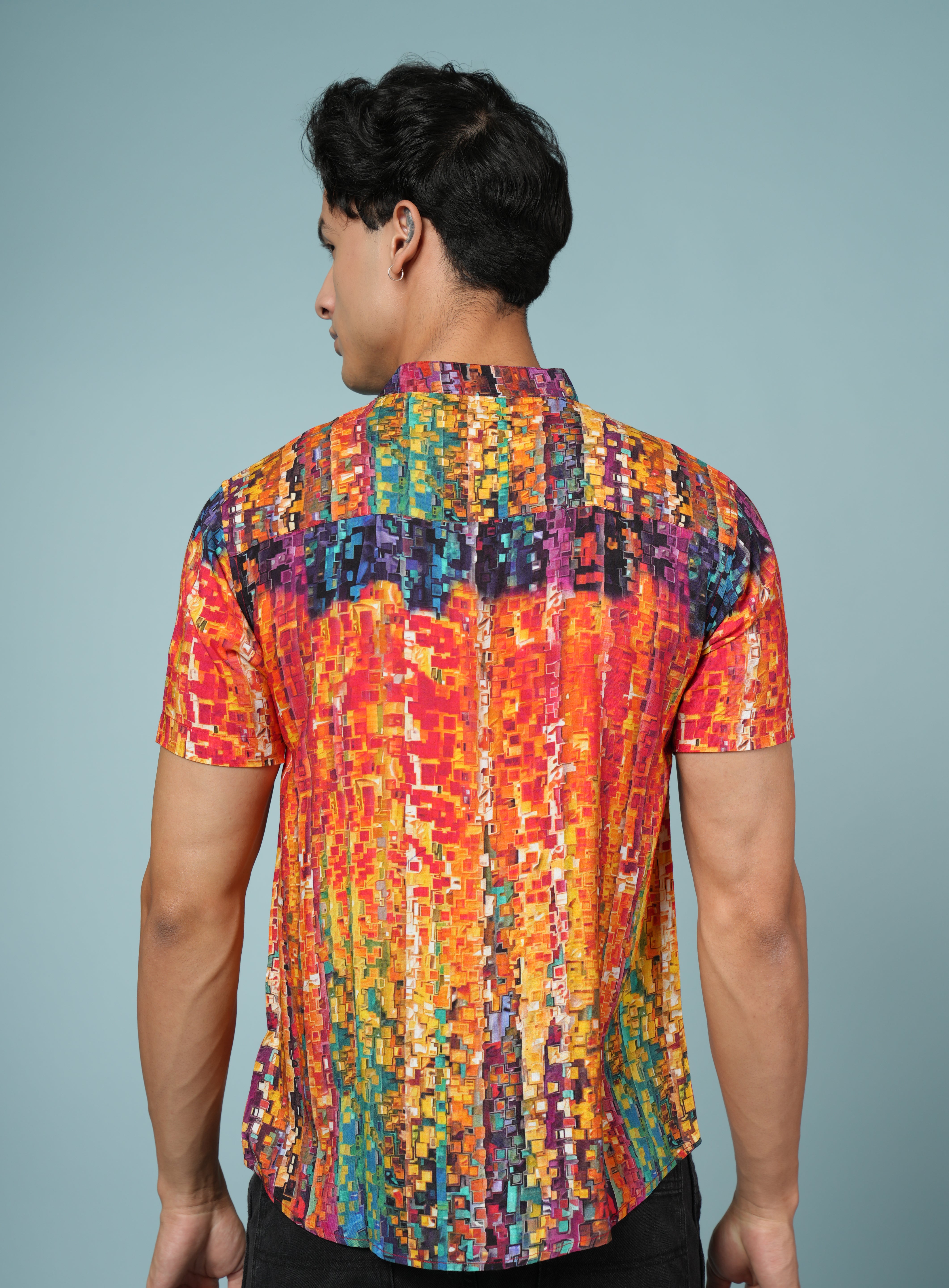 Men Printed Multi  Viscose Rayon Shirt