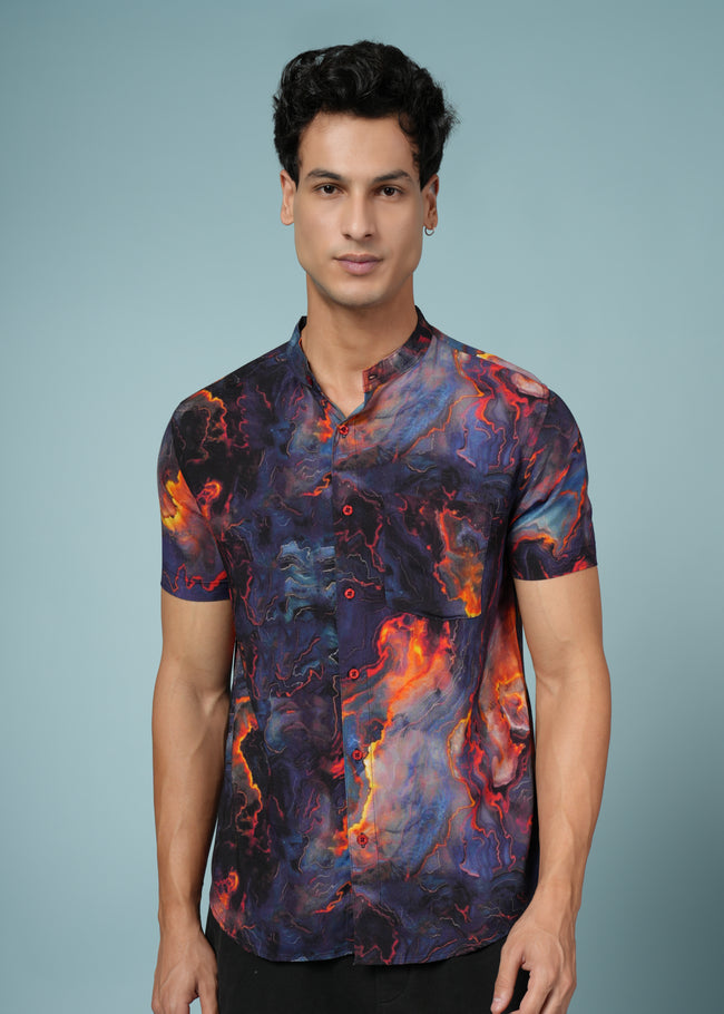 Men Printed Multi  Viscose Rayon Shirt
