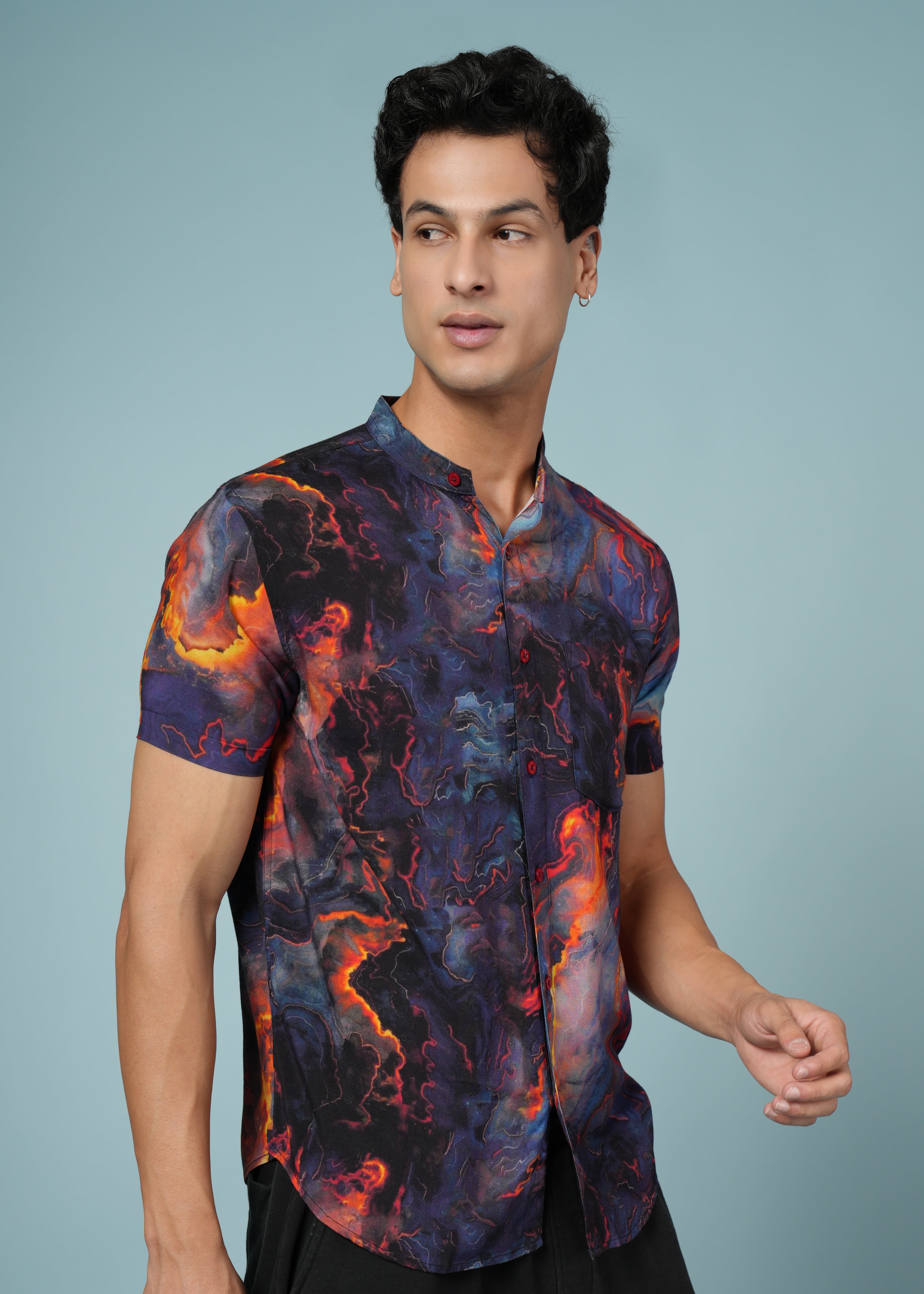 Men Printed Multi  Viscose Rayon Shirt