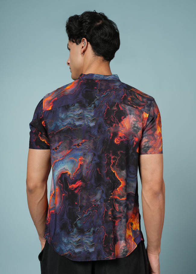 Men Printed Multi  Viscose Rayon Shirt