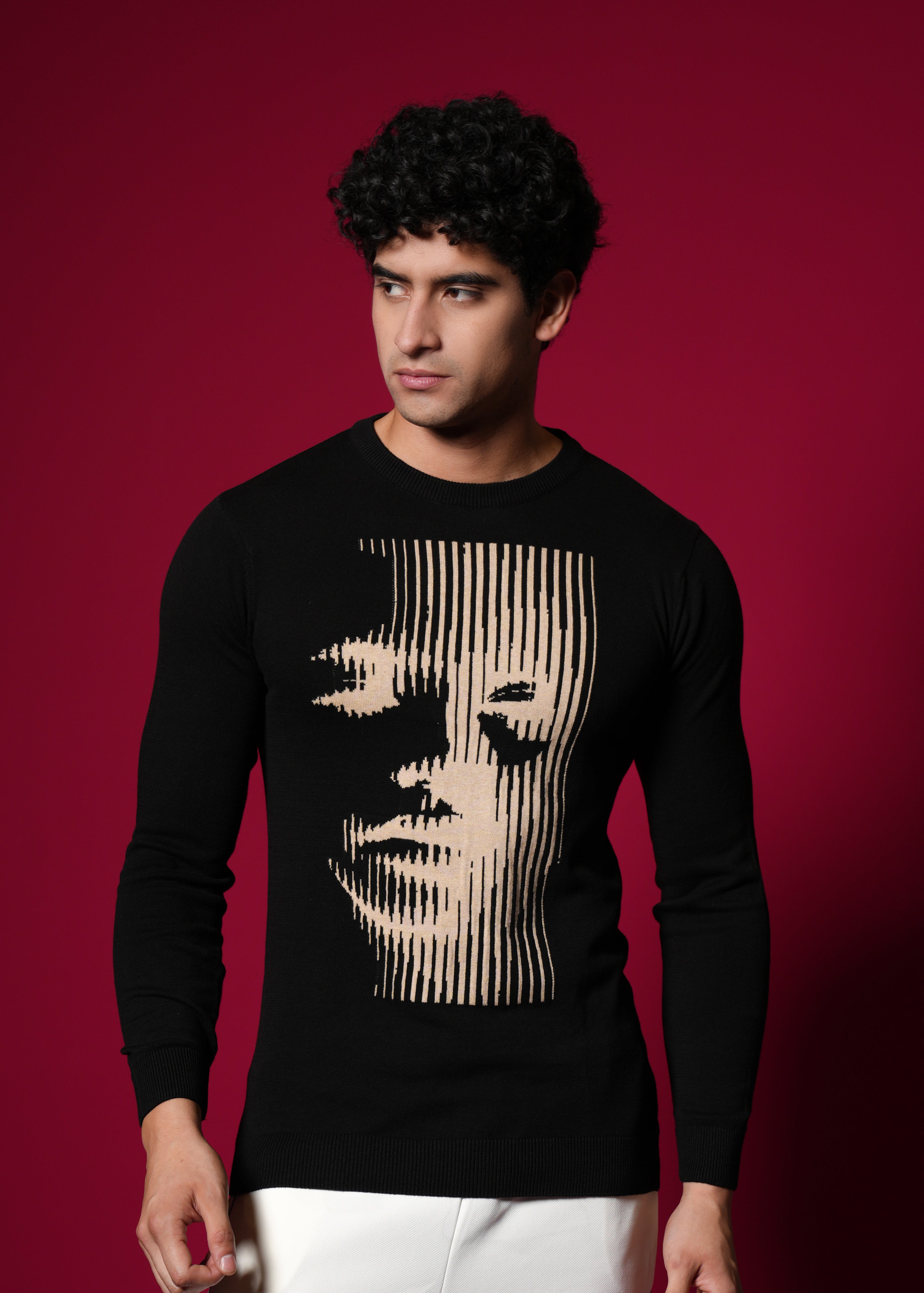 Men Black Cotton Sweatshirt