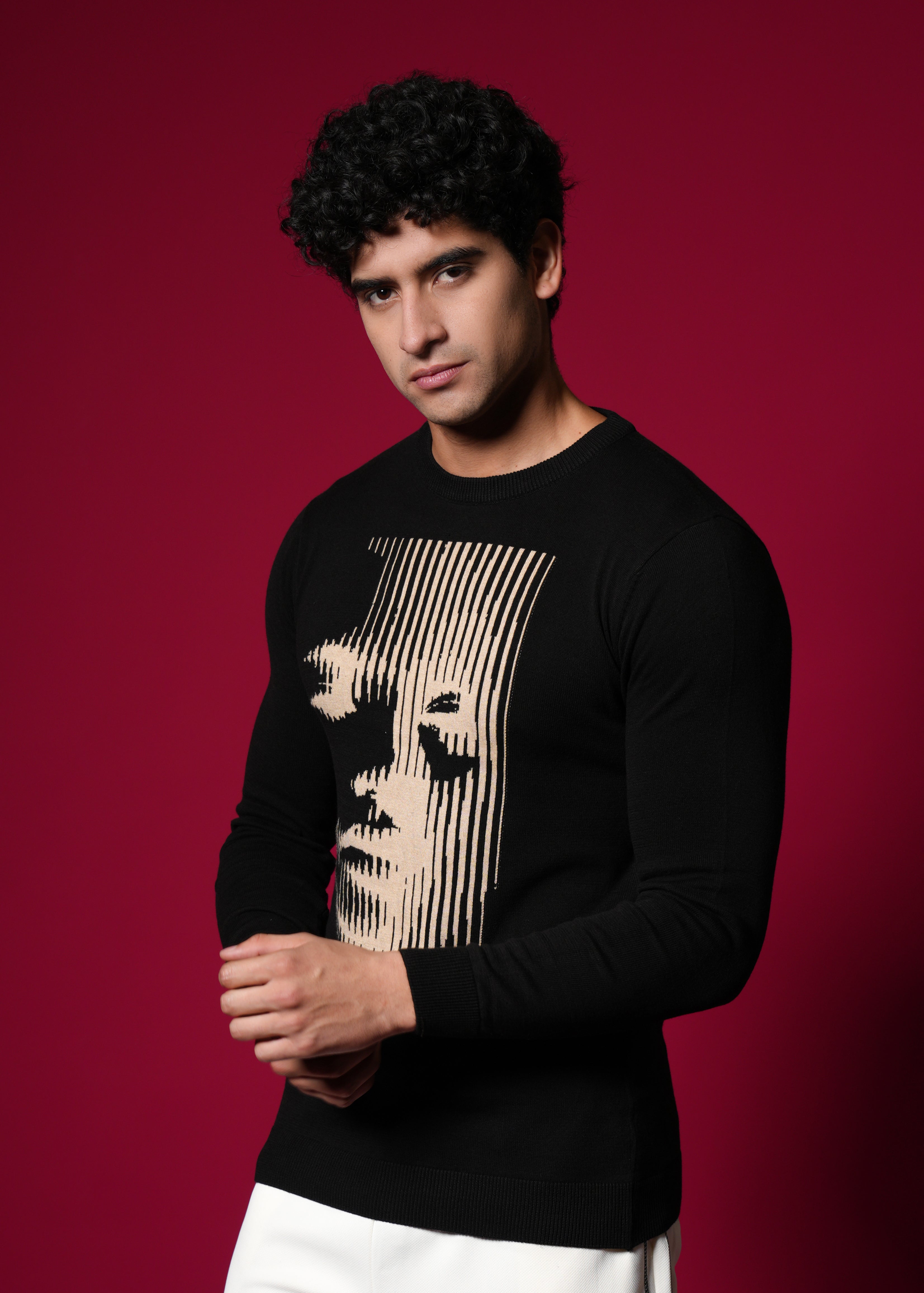 Men Black Cotton Sweatshirt
