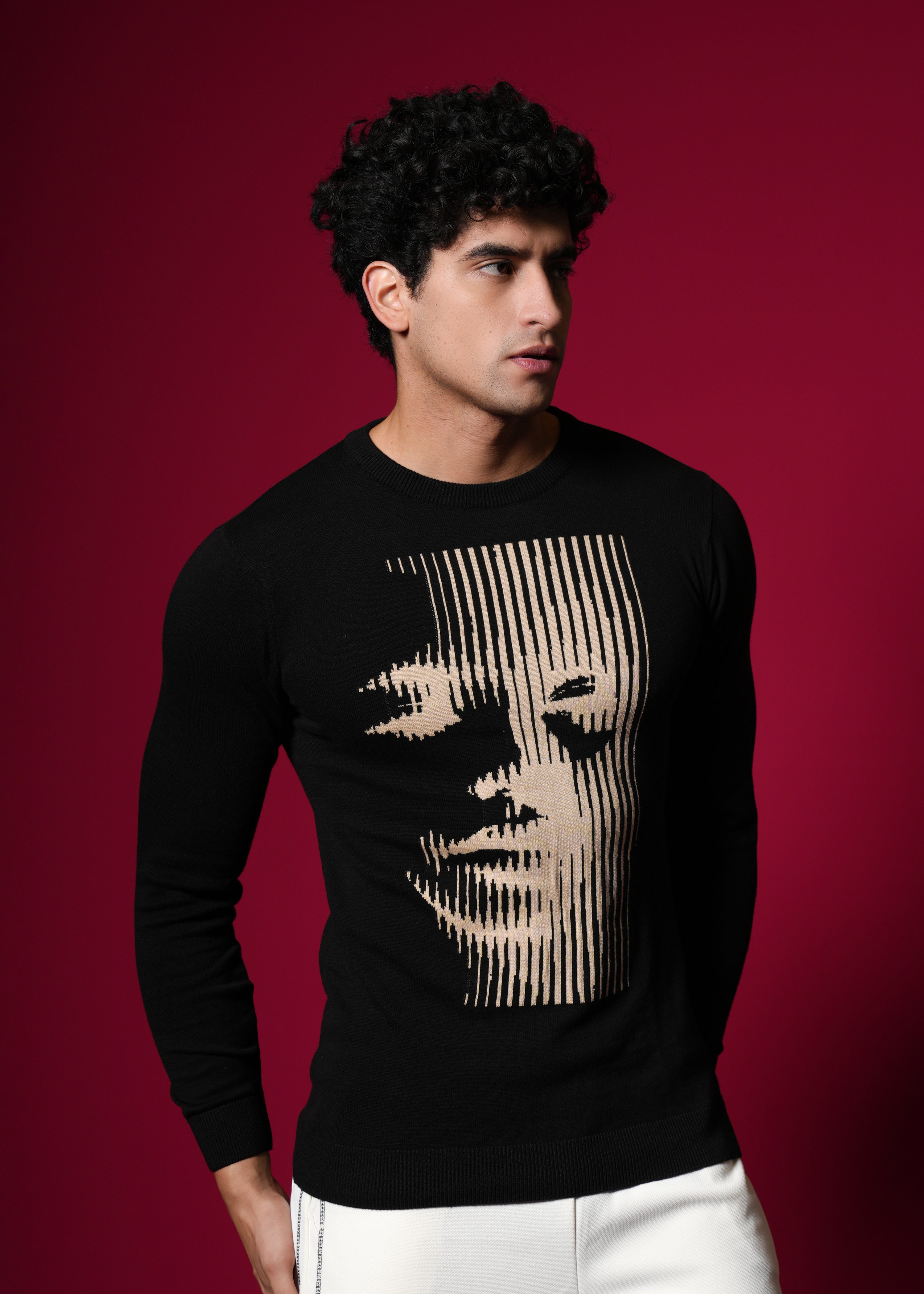Men Black Cotton Sweatshirt