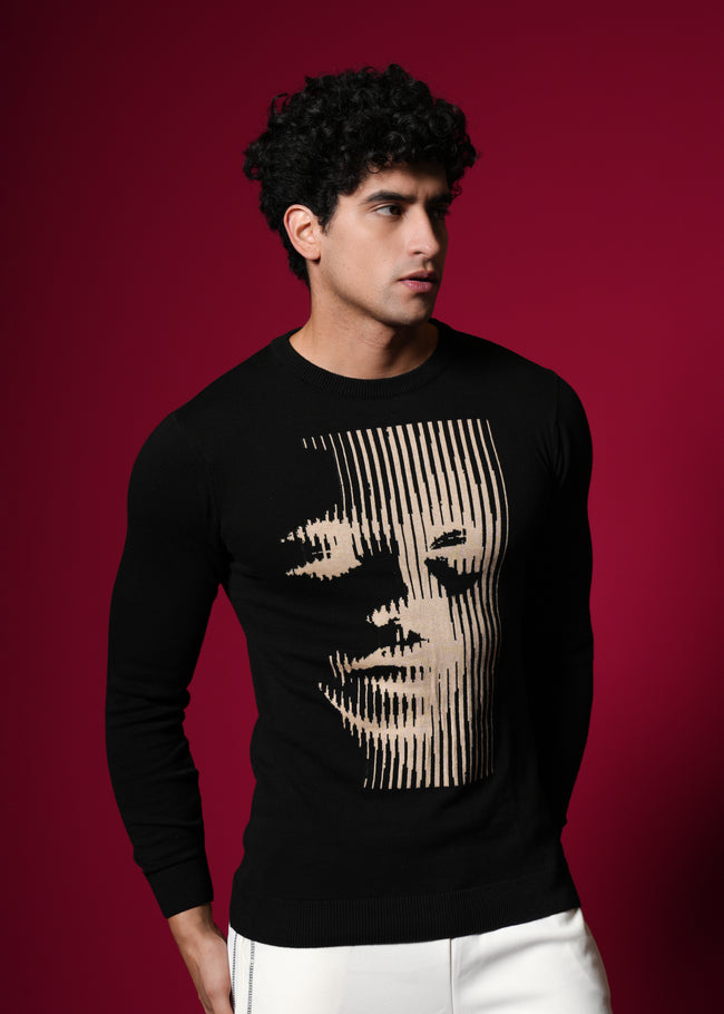 Men Black Cotton Sweatshirt