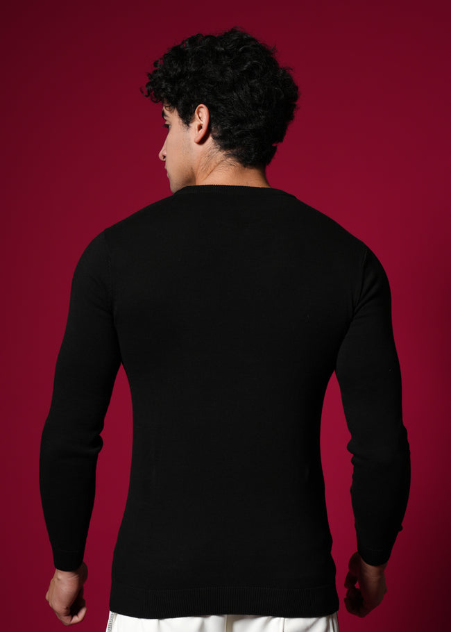 Men Black Cotton Sweatshirt