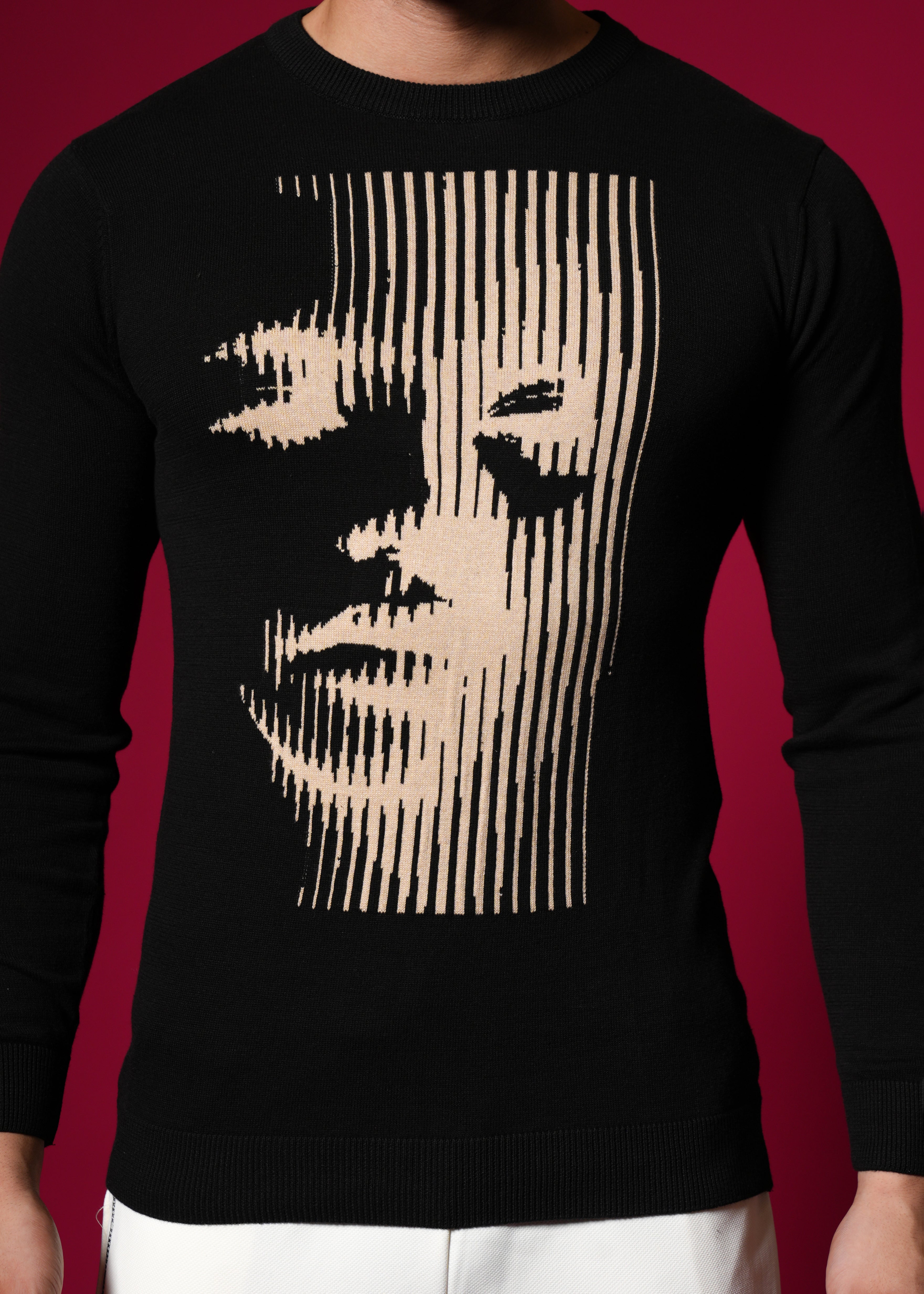 Men Black Cotton Sweatshirt