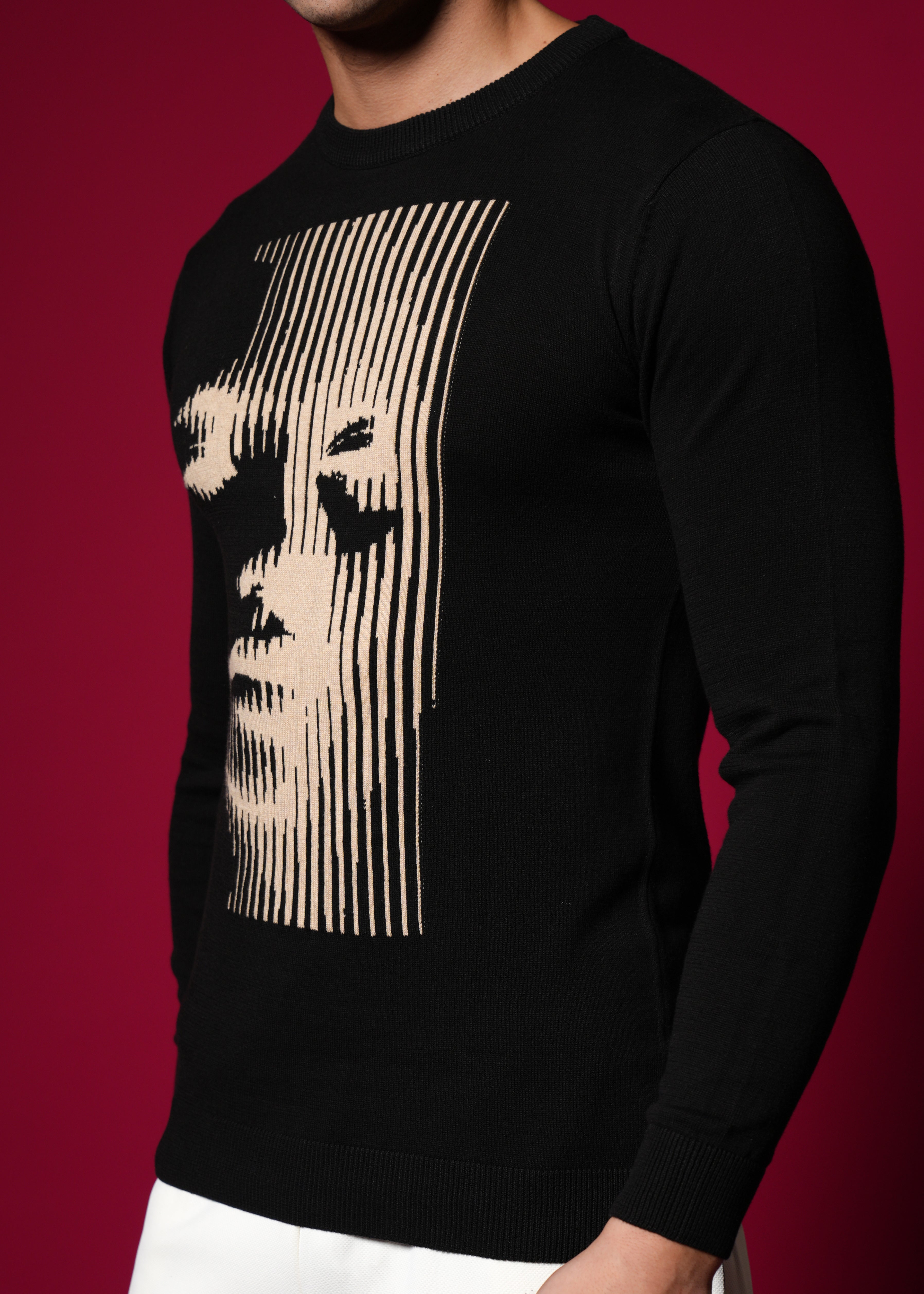 Men Black Cotton Sweatshirt