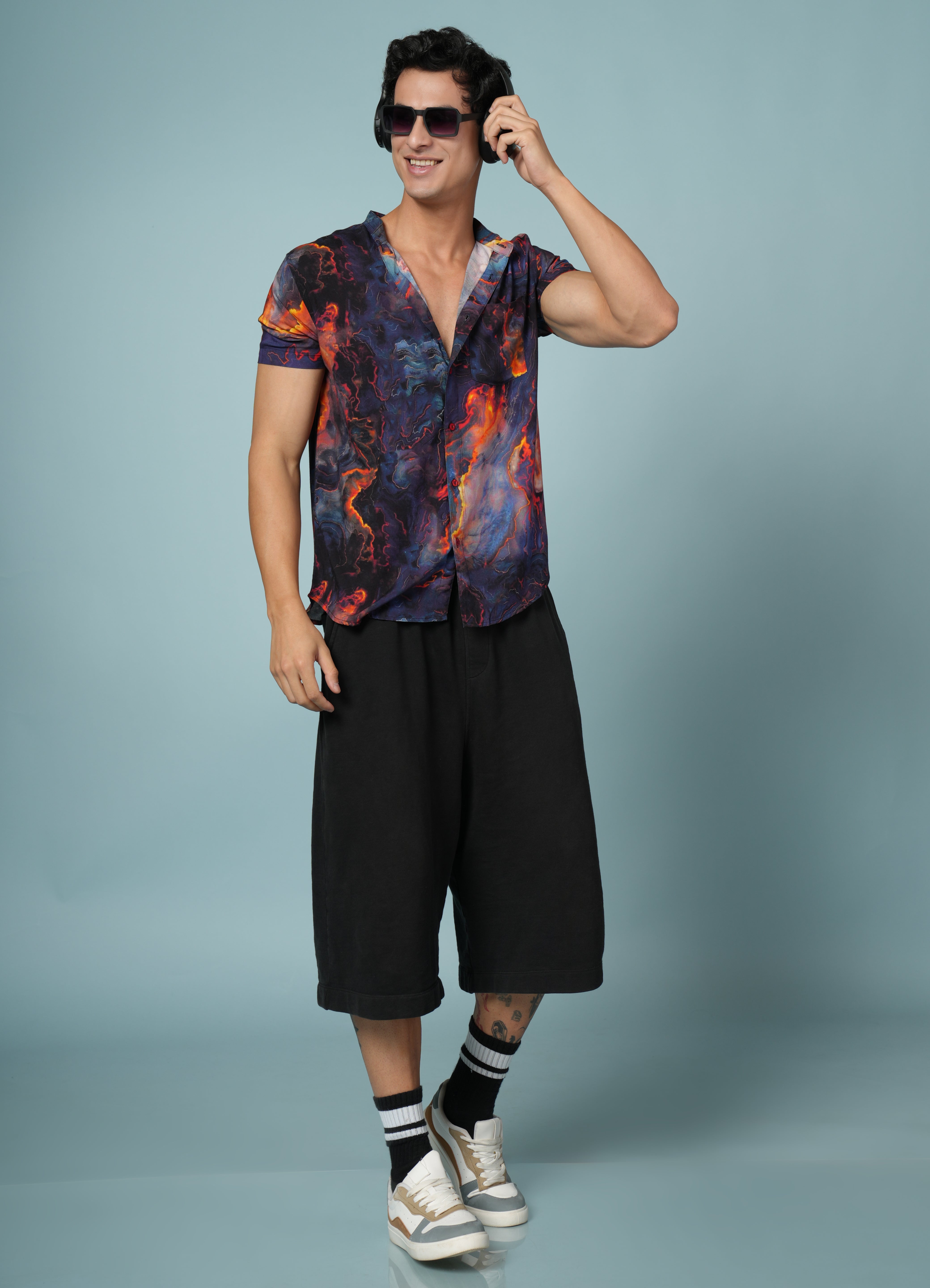 Men Printed Multi  Viscose Rayon Shirt