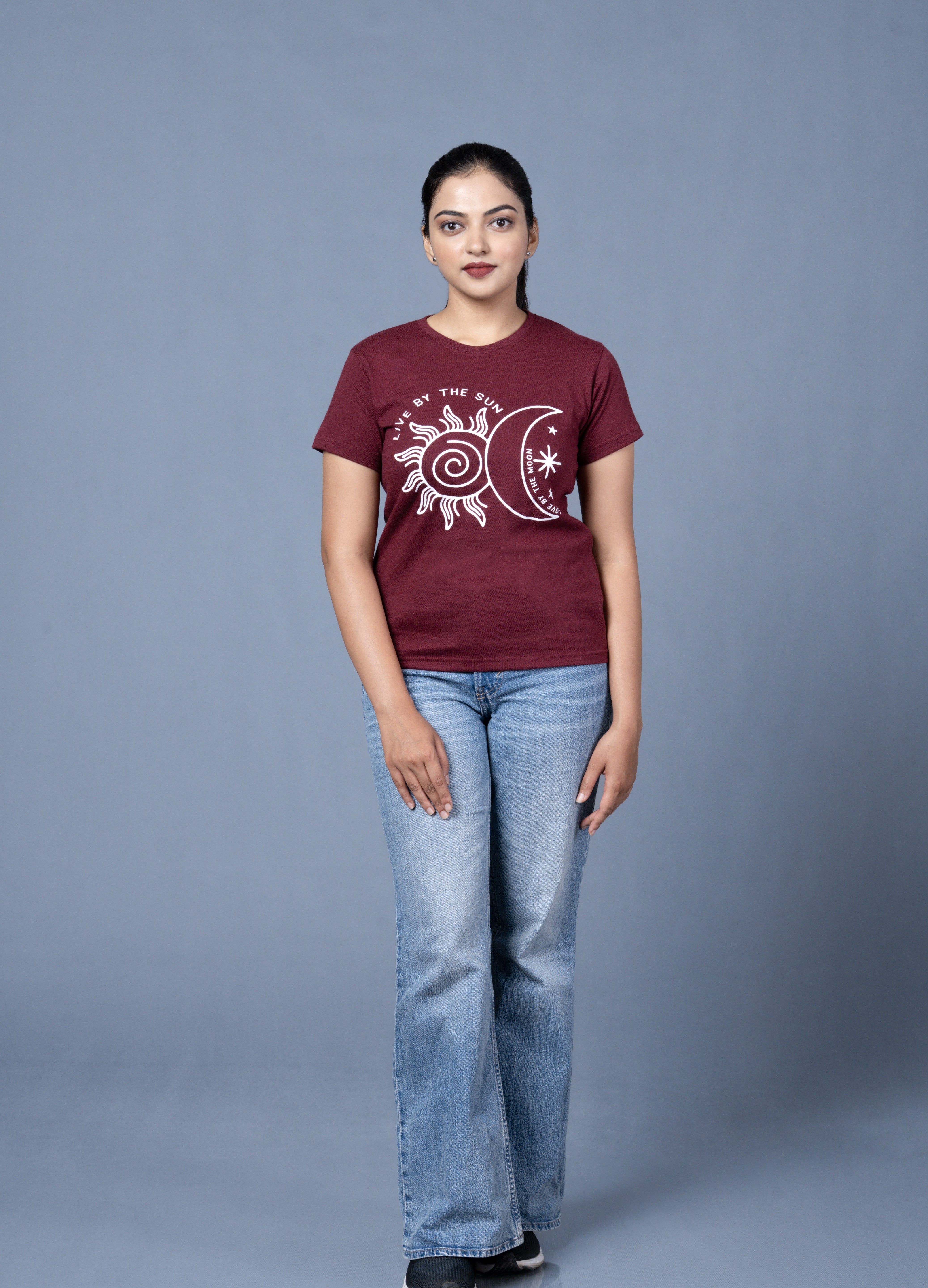 Women  Maroon Cotton Tshirt