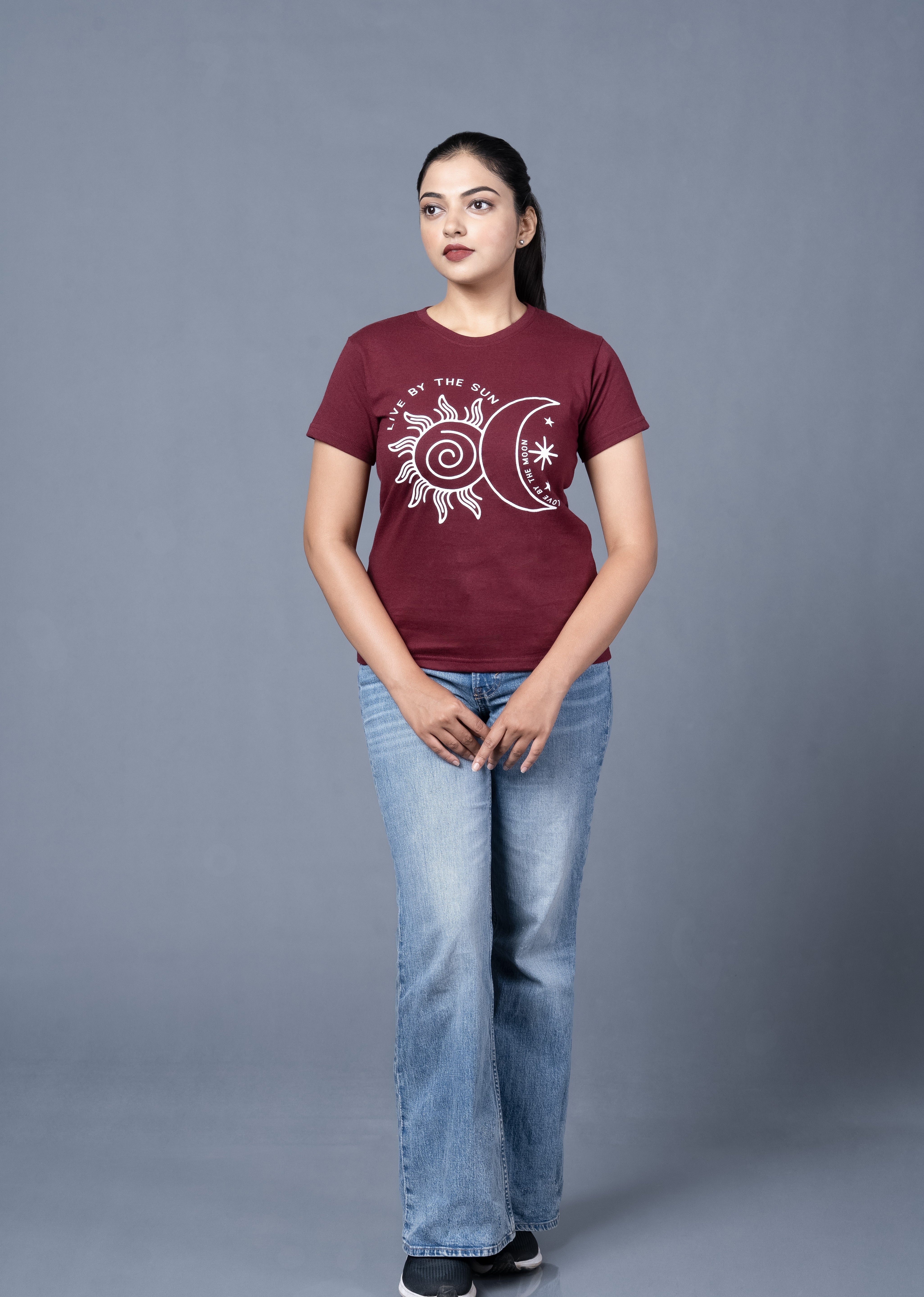 Women  Maroon Cotton Tshirt