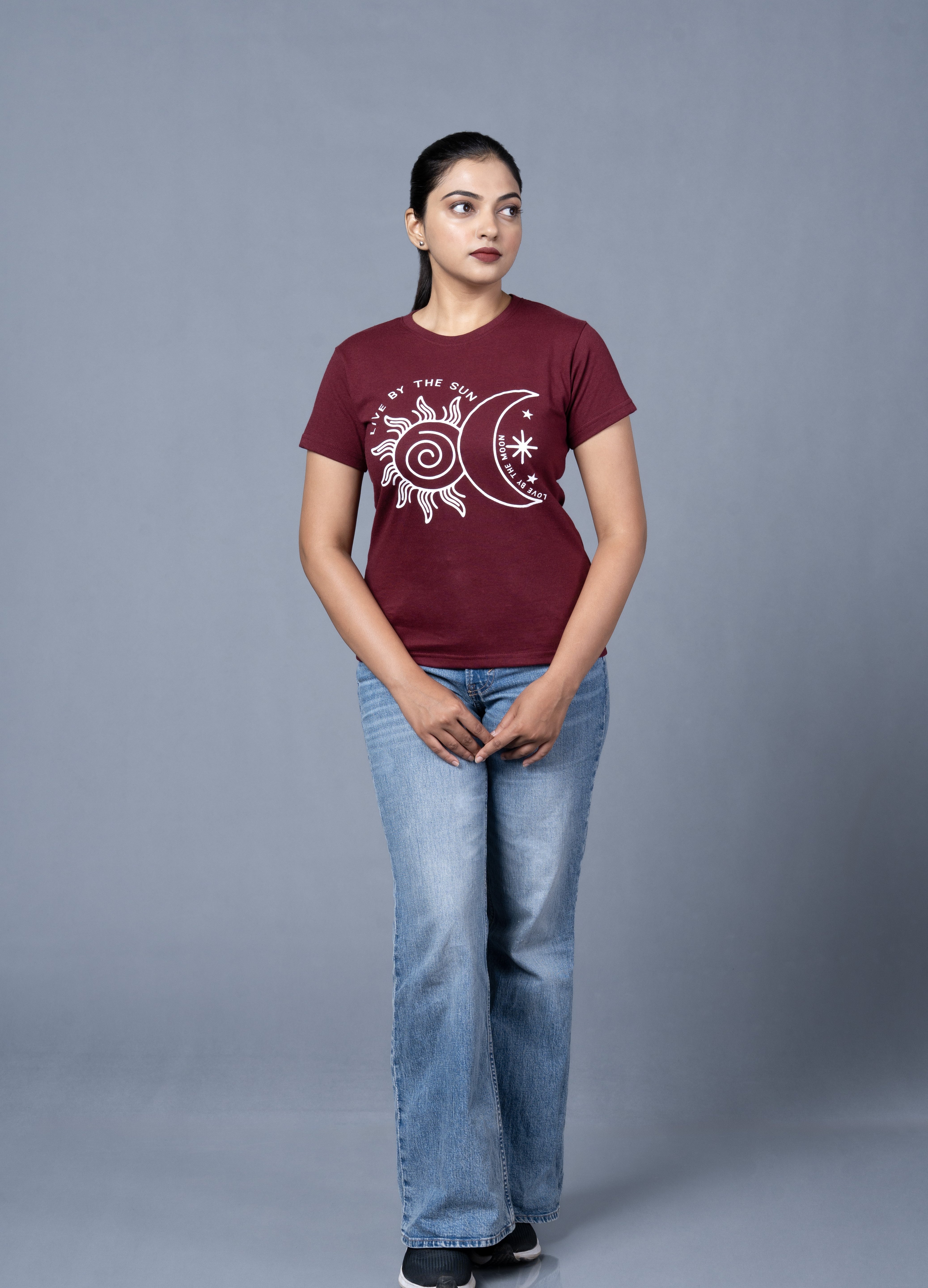 Women  Maroon Cotton Tshirt