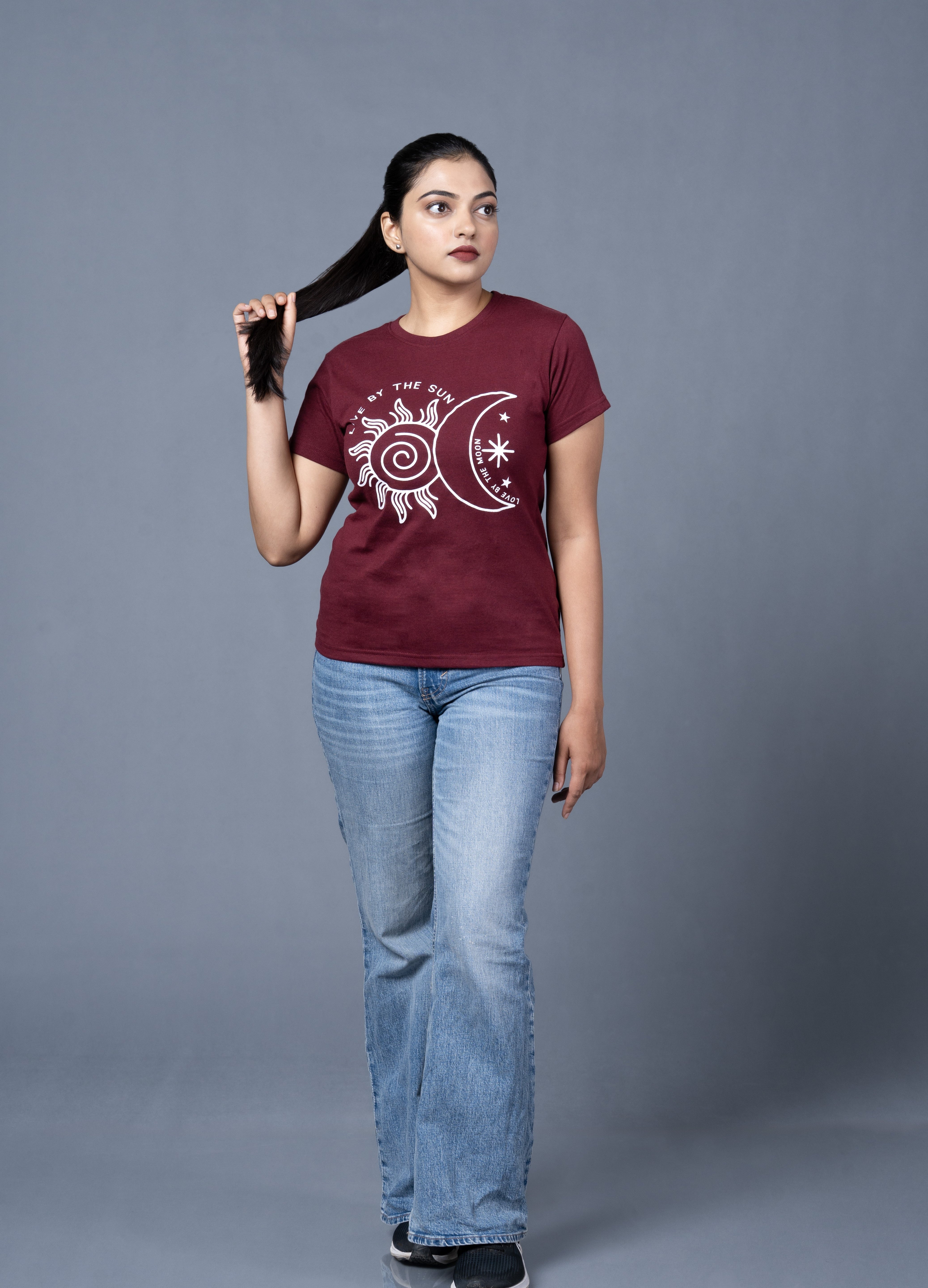 Women  Maroon Cotton Tshirt