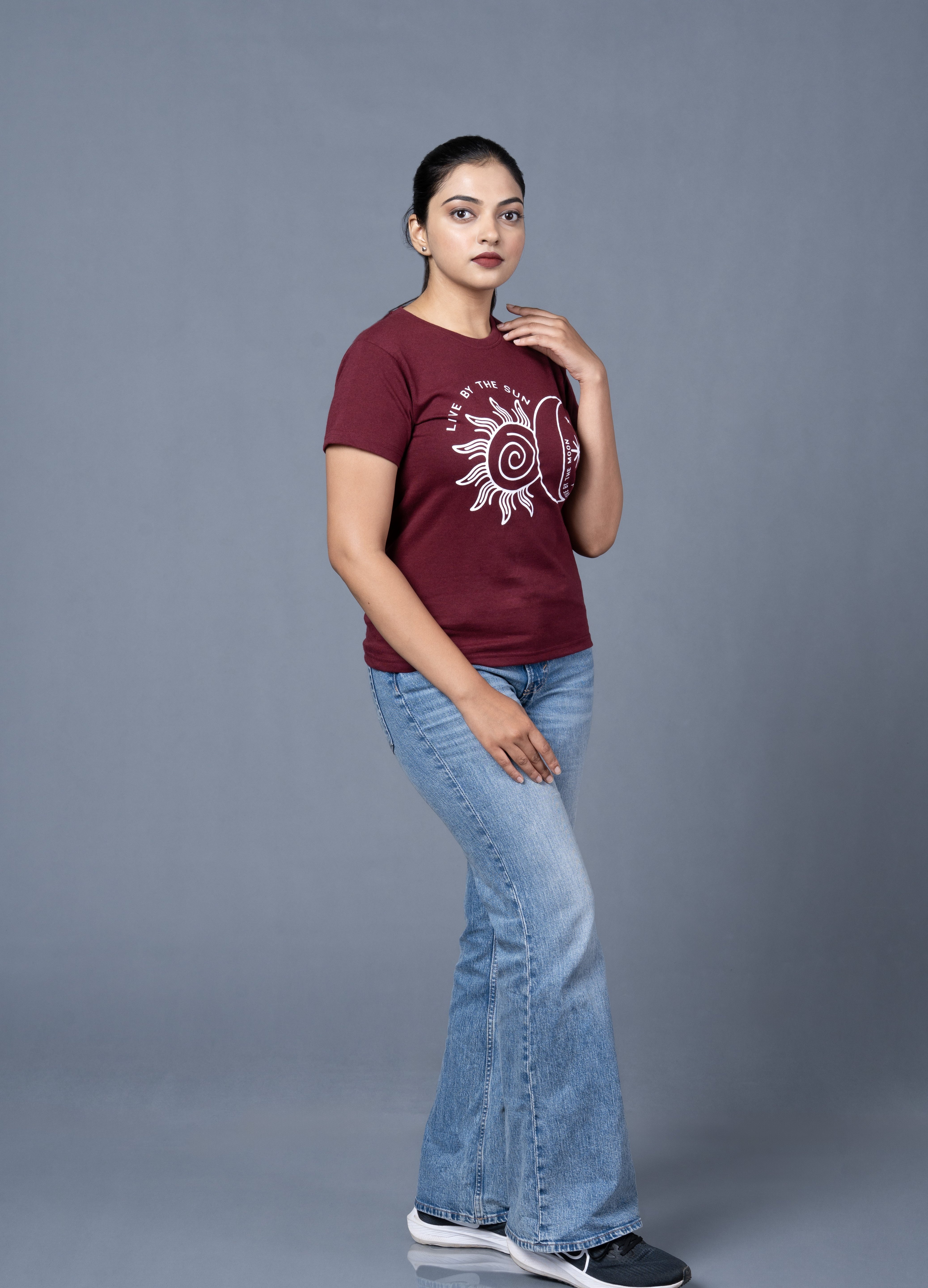 Women  Maroon Cotton Tshirt
