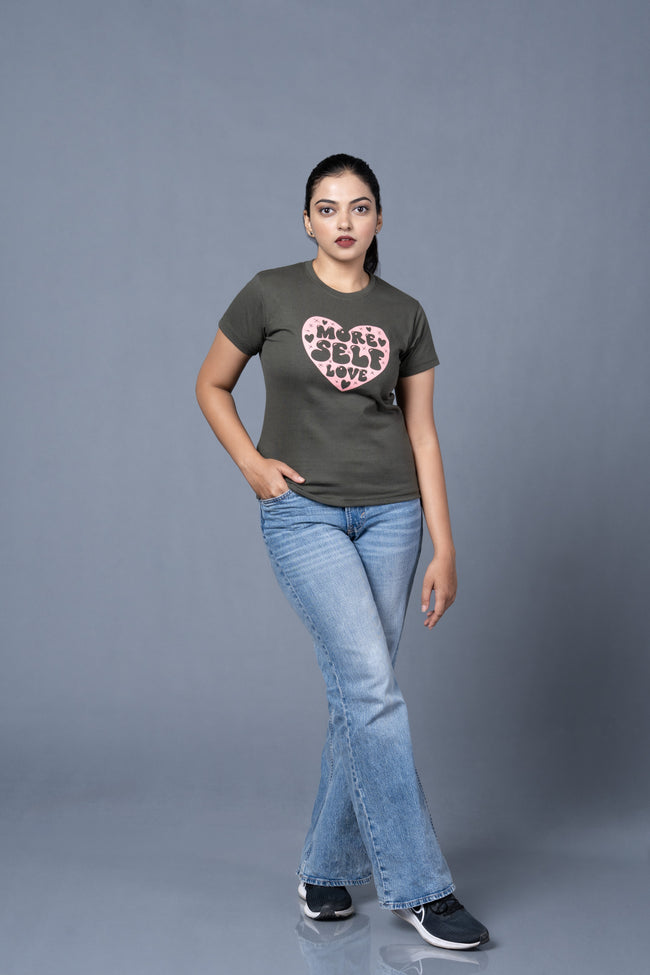 Women  Olive Cotton Tshirt