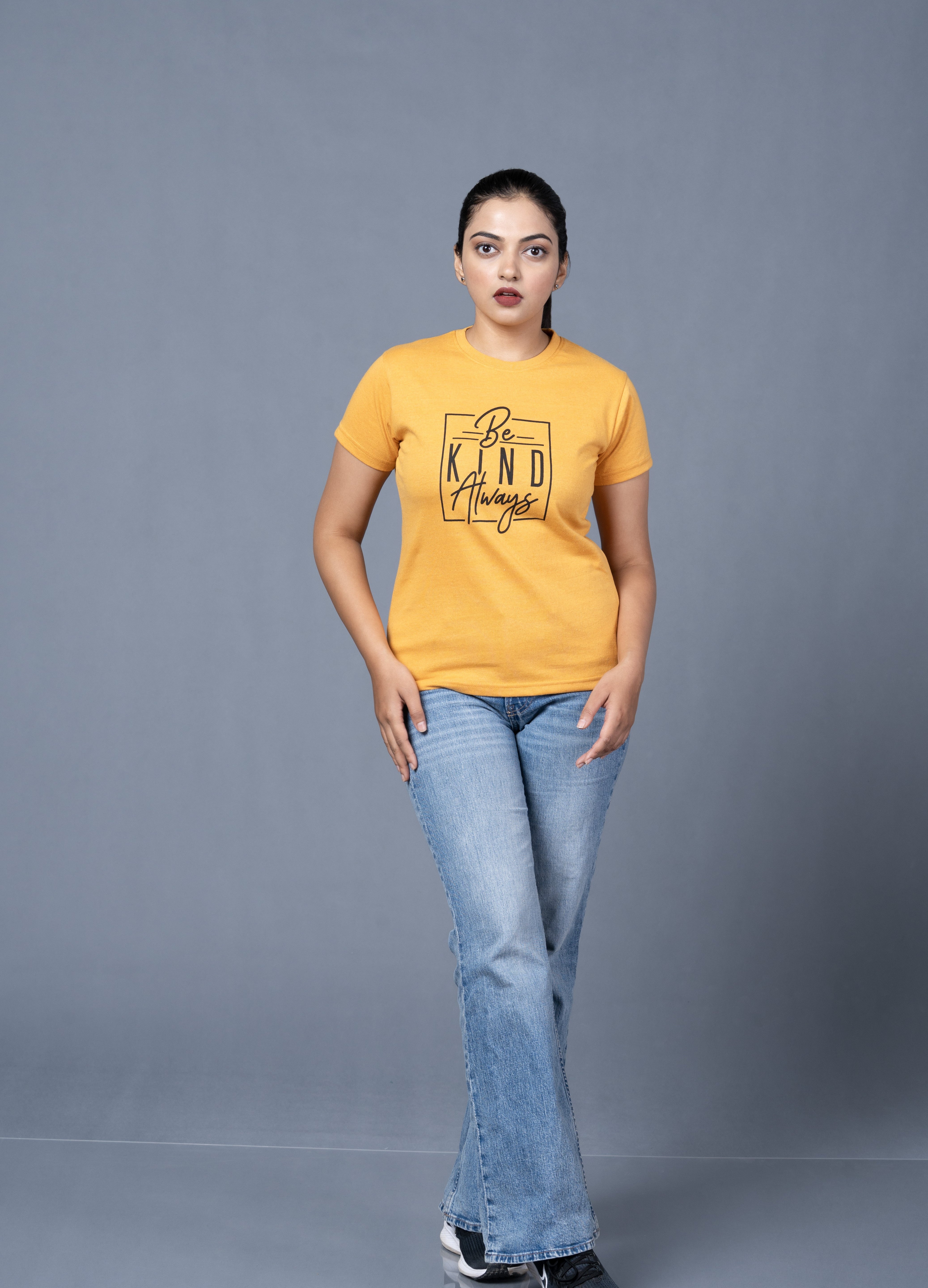Women  yellow Cotton Tshirt