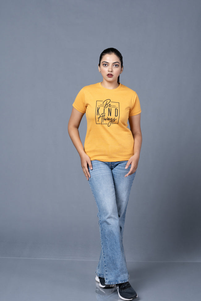 Women  yellow Cotton Tshirt