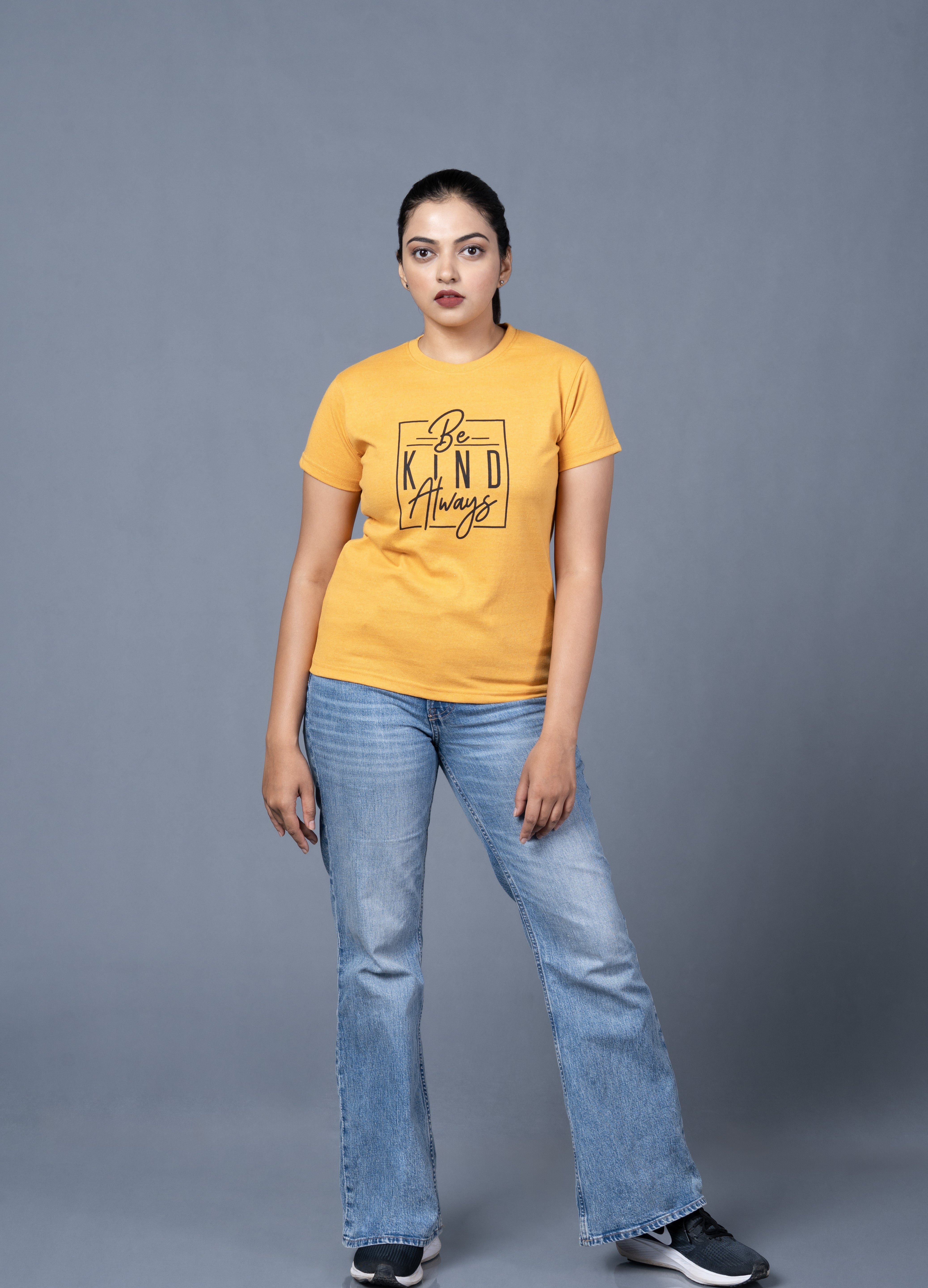 Women  yellow Cotton Tshirt
