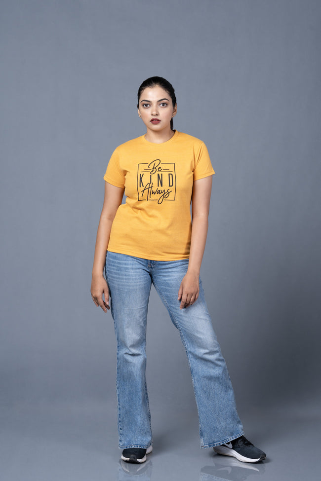 Women  yellow Cotton Tshirt